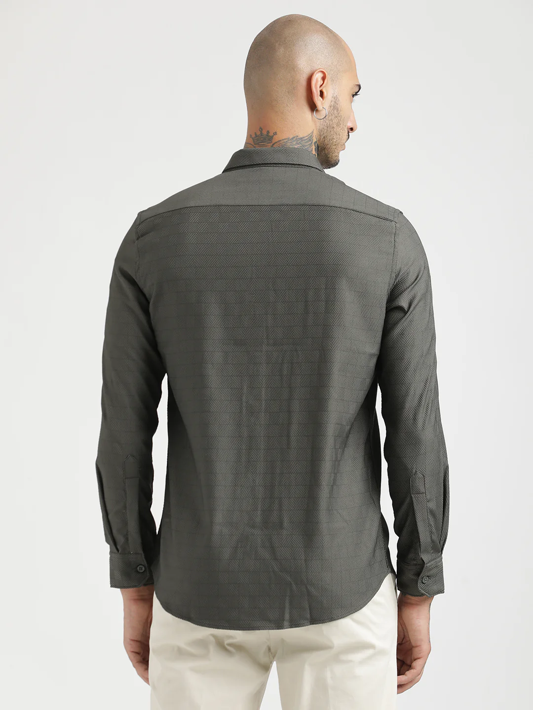 Men Textured Poly Shirt with Structured Finish - Image 3