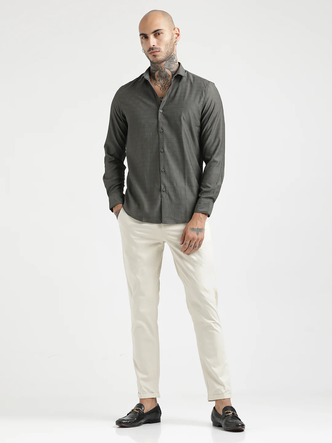 Men Textured Poly Shirt with Structured Finish - Image 5