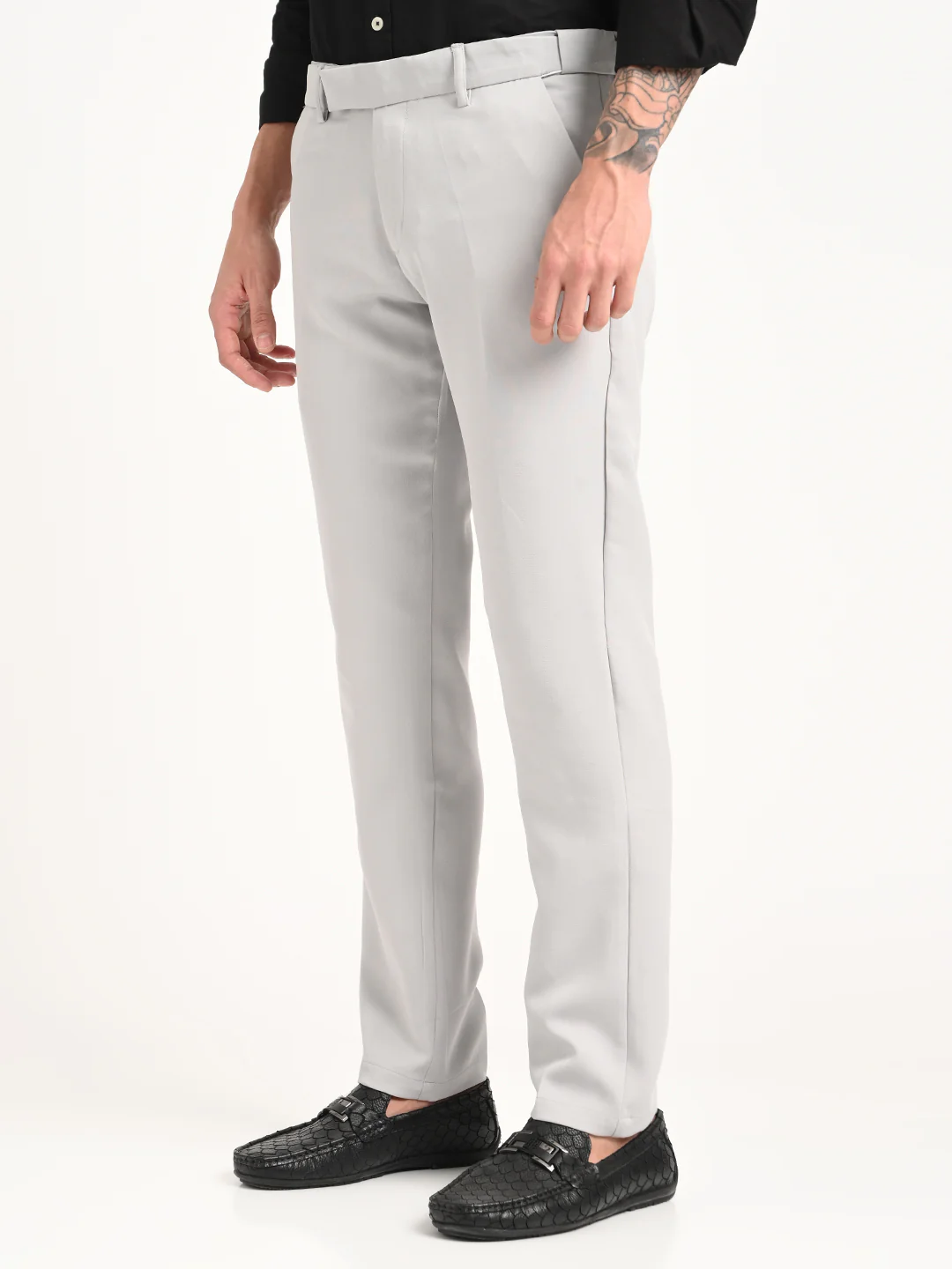 Men Textured Polyester Trousers - Image 4