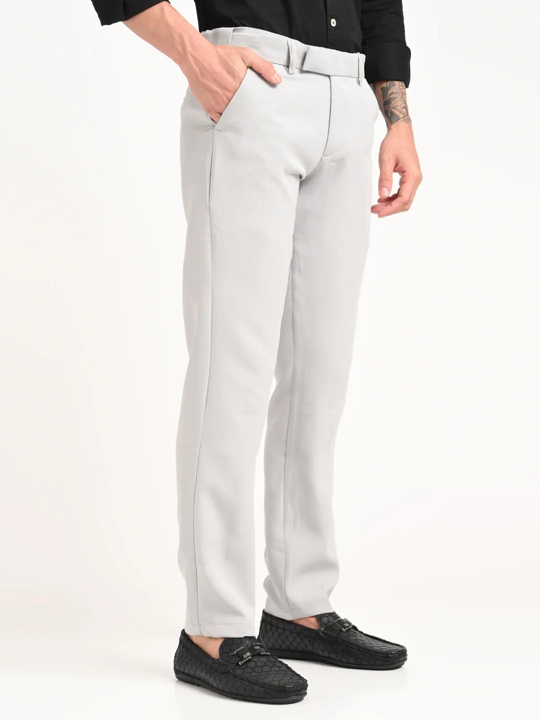 Men Textured Polyester Trousers - Image 5