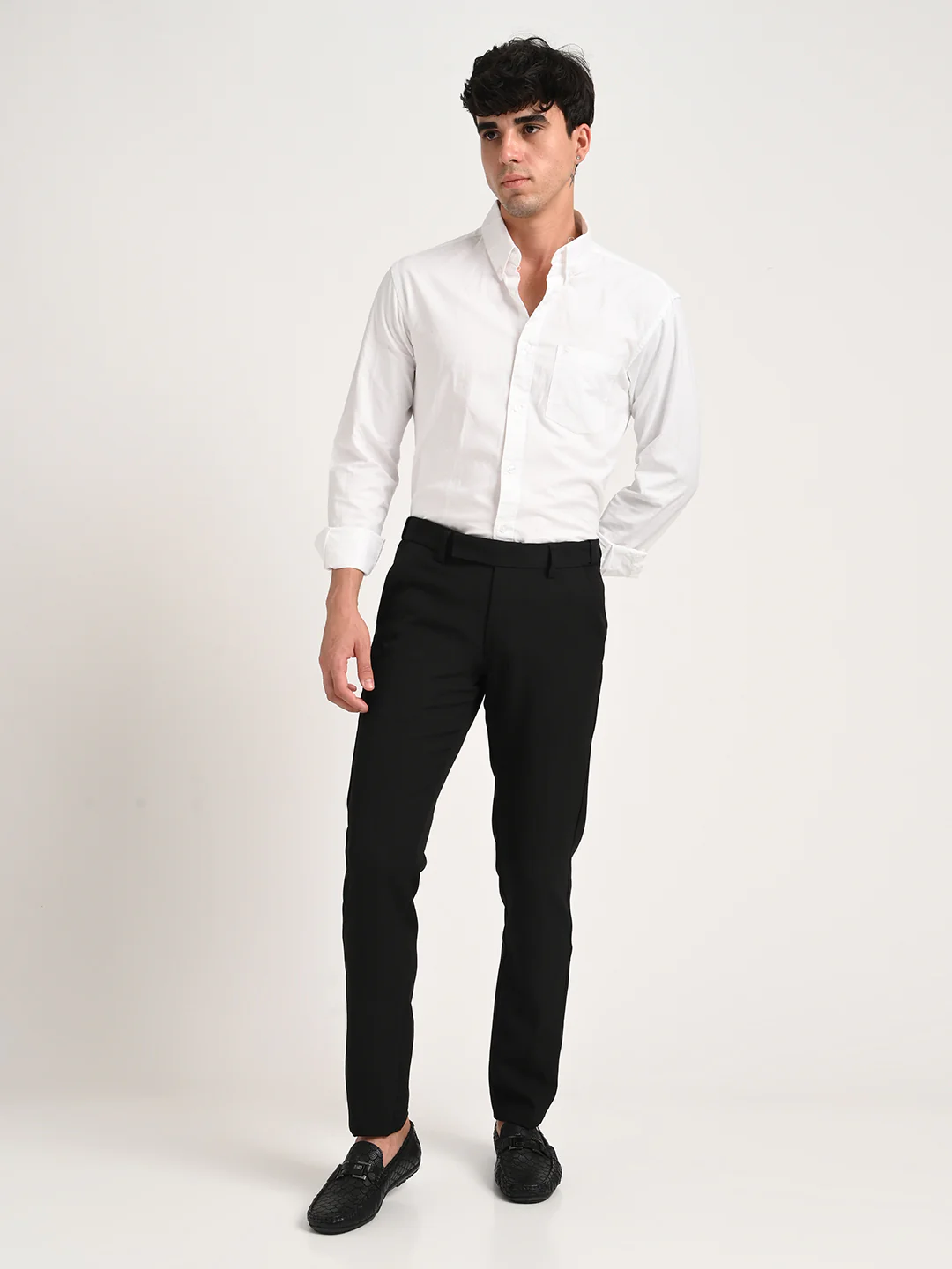 Men Textured Polyester Trousers - Image 2