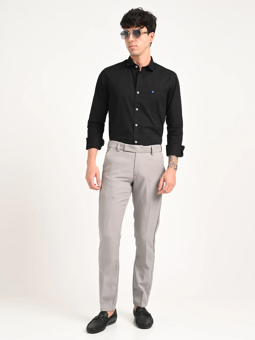 Men Textured Polyester Trousers - Image 2