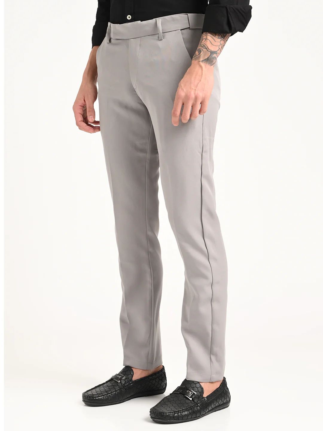 Men Textured Polyester Trousers - Image 4
