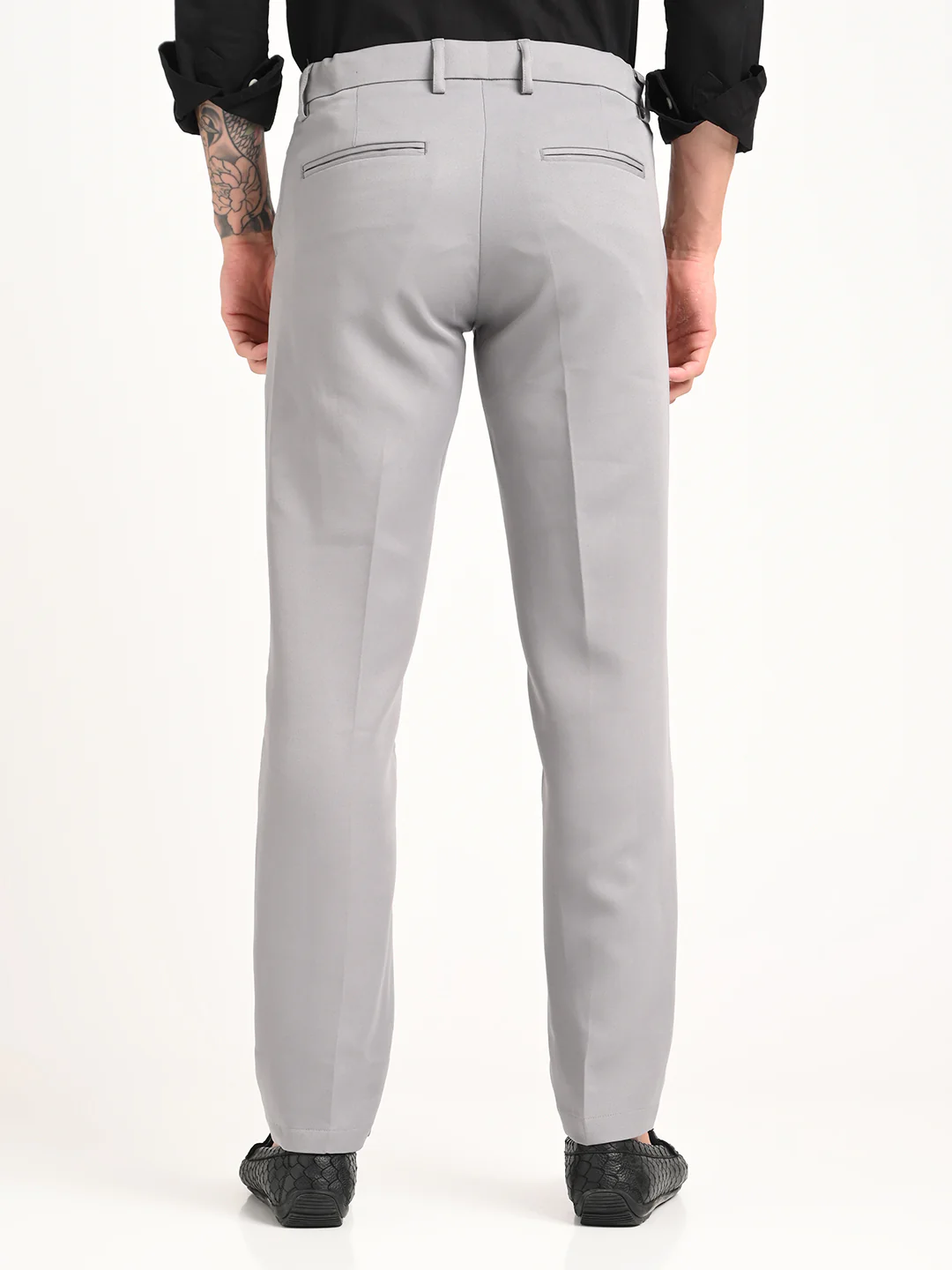 Men Textured Polyester Trousers - Image 3