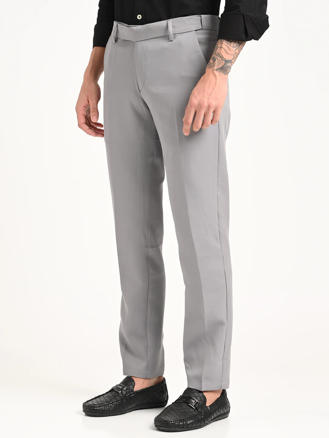 Men Textured Polyester Trousers - Image 4