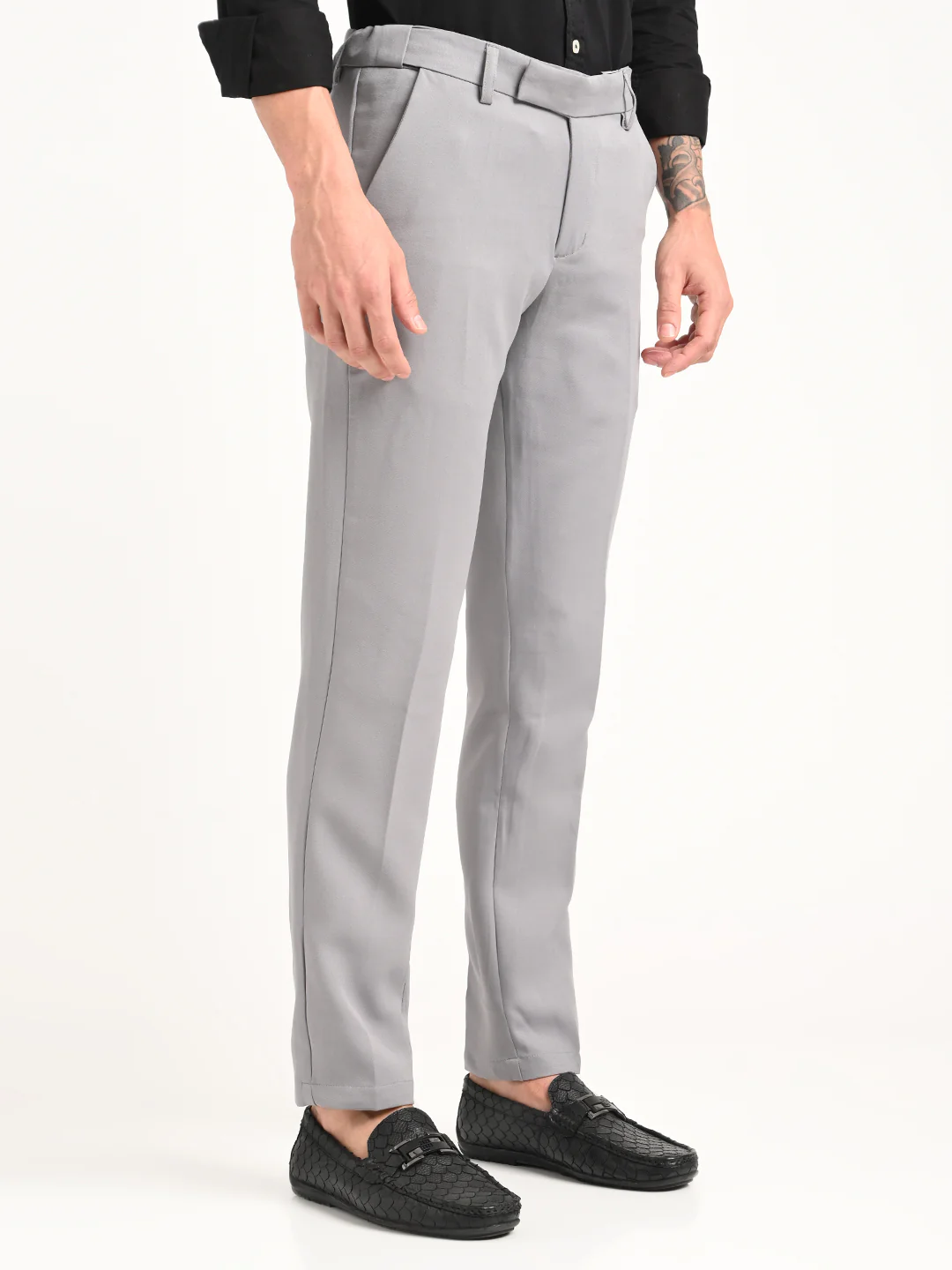 Men Textured Polyester Trousers - Image 5