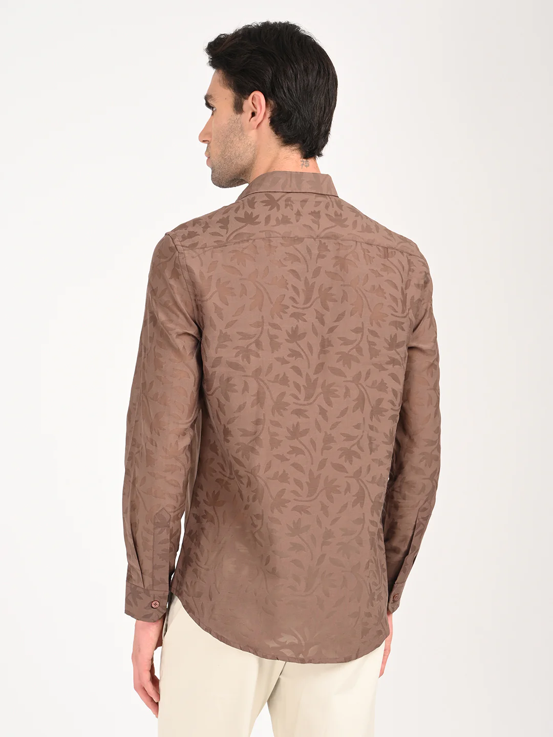 Men Textured Shirt in Brown - Image 2