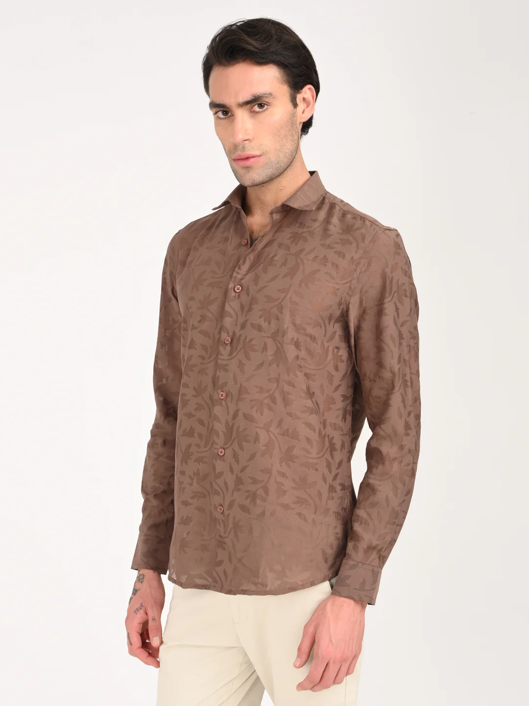 Men Textured Shirt in Brown - Image 4