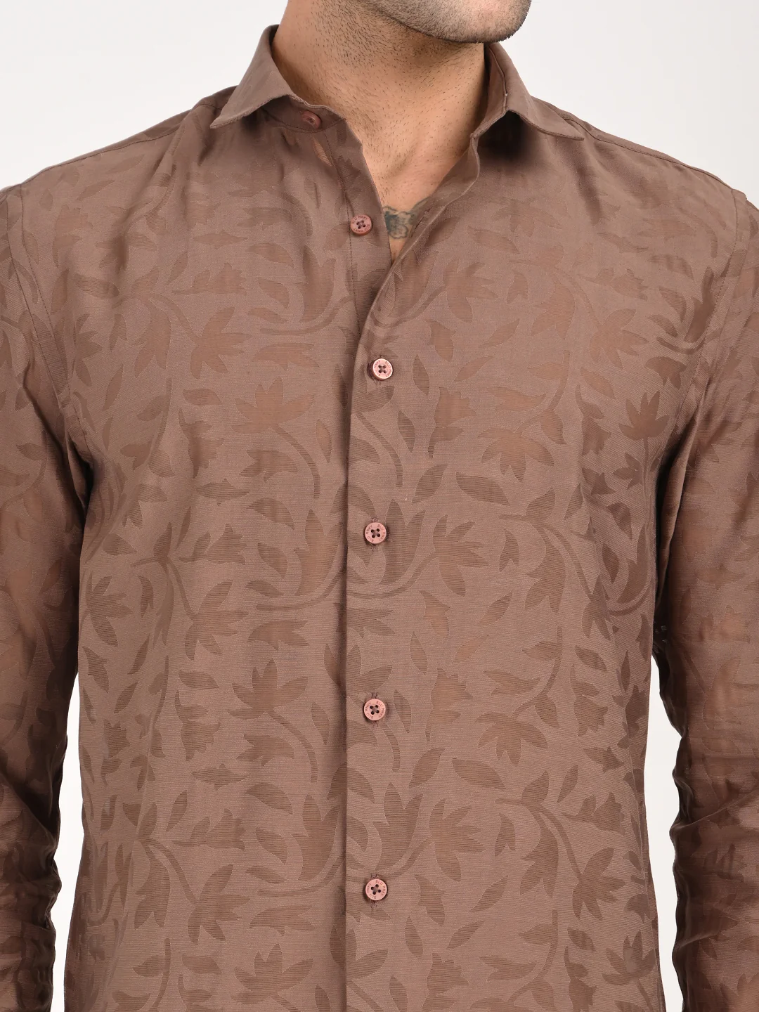 Men Textured Shirt in Brown - Image 6