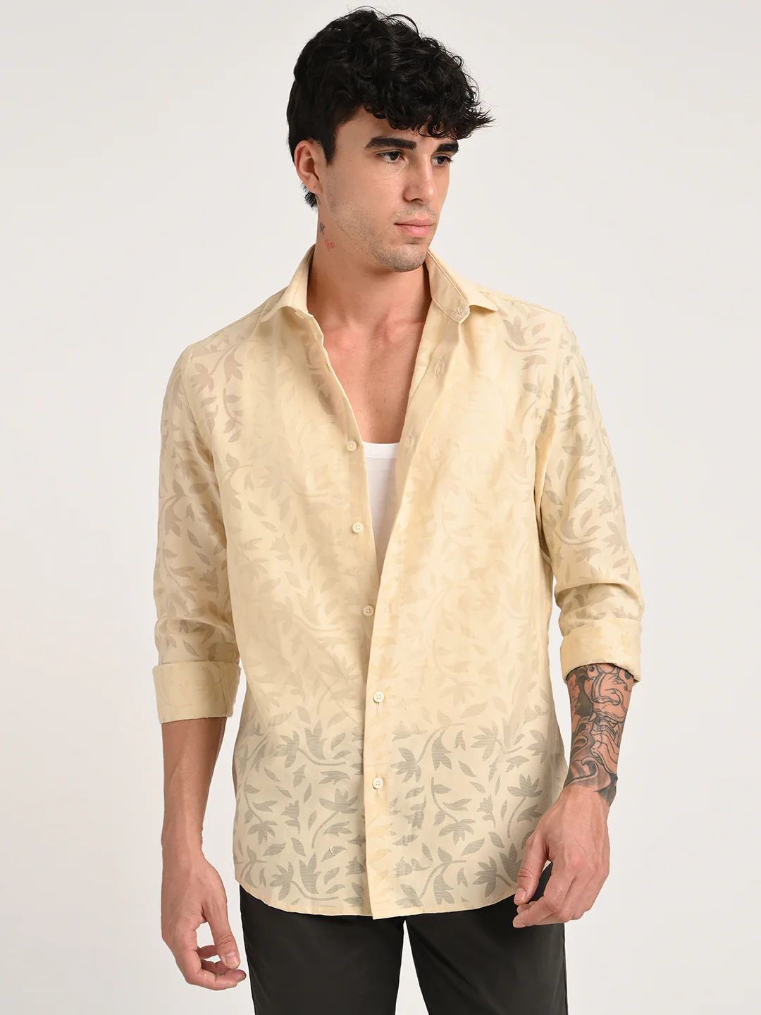 Men Textured Shirt in Brown - Image 4
