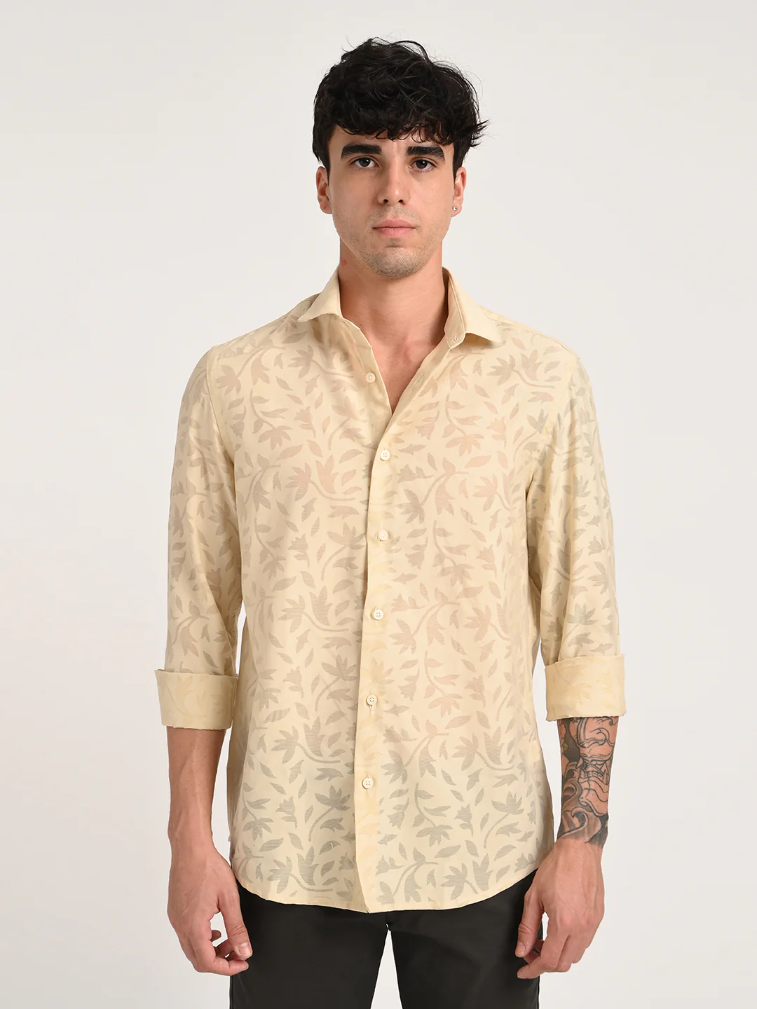 Men Textured Shirt in Brown - Image 5