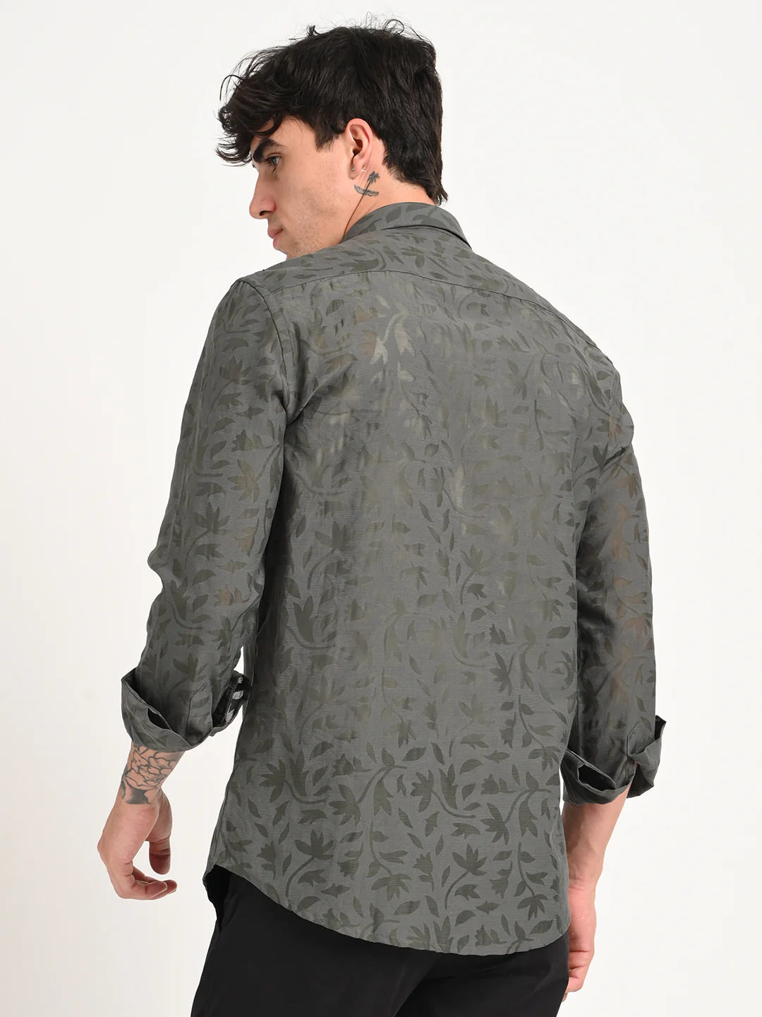 Men Textured Shirt in Brown - Image 2