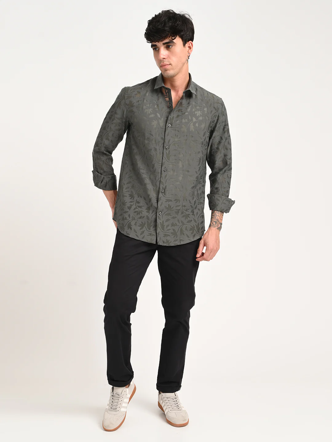 Men Textured Shirt in Brown - Image 3