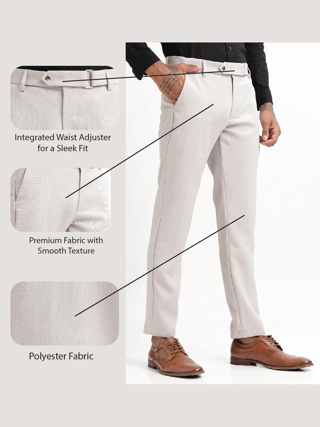Men Textured  Slim Fit Trousers - Image 2
