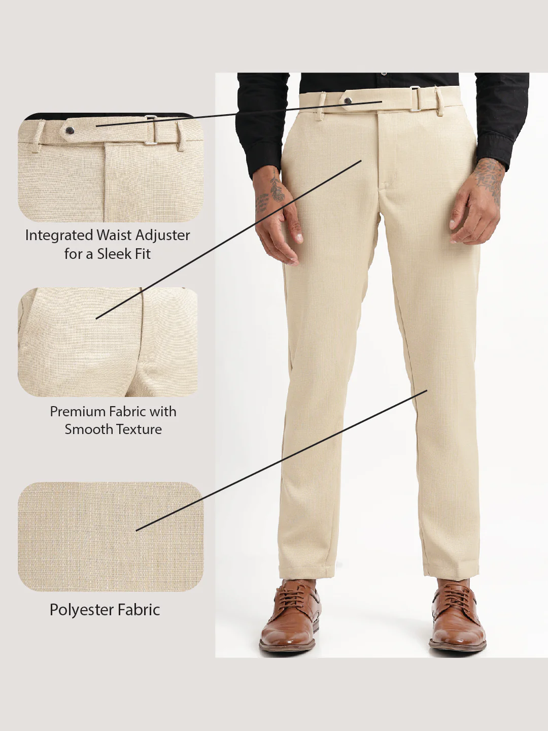 Men Textured  Slim Fit Trousers - Image 2