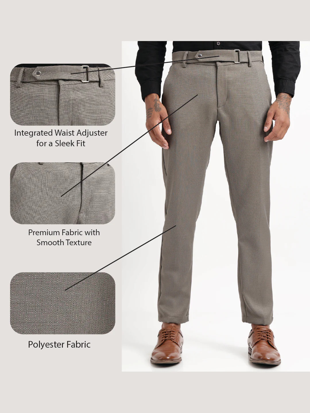 Men Textured  Slim Fit Trousers - Image 2