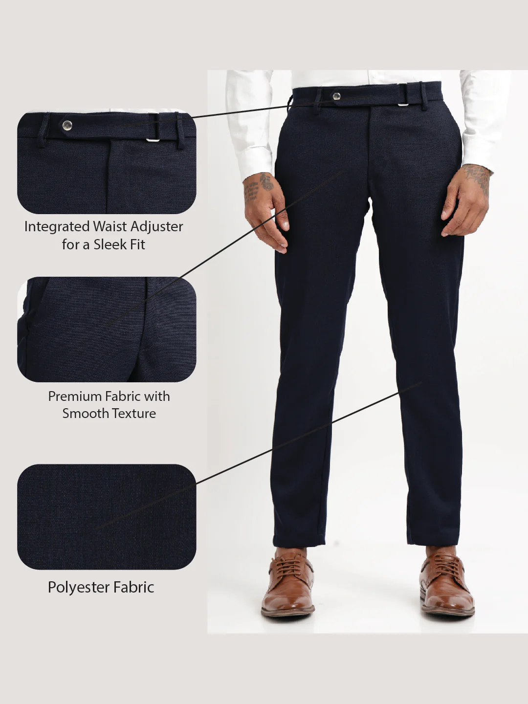 Men Textured  Slim Fit Trousers - Image 2