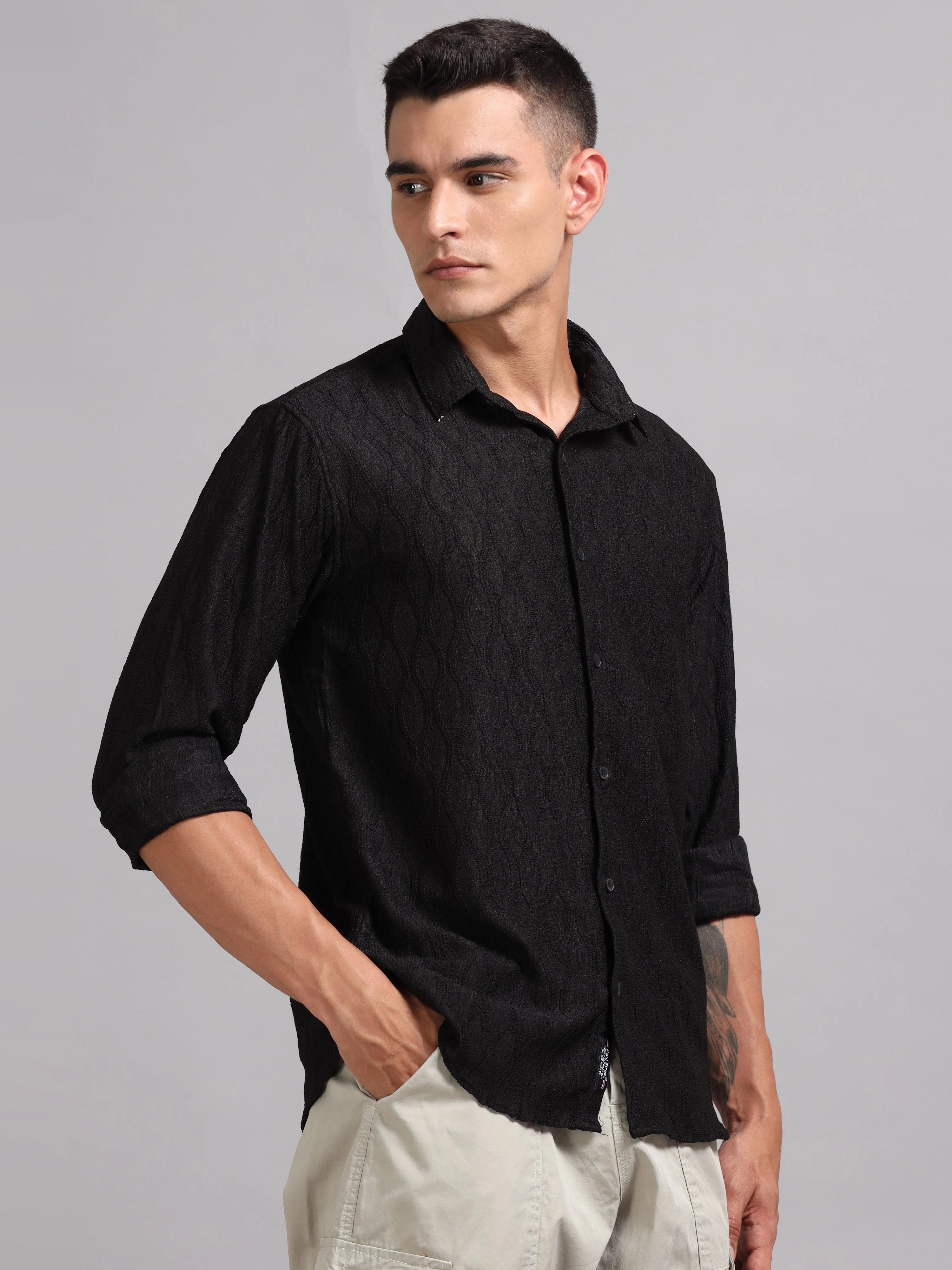 Men Texwave Black Shirt - Image 3