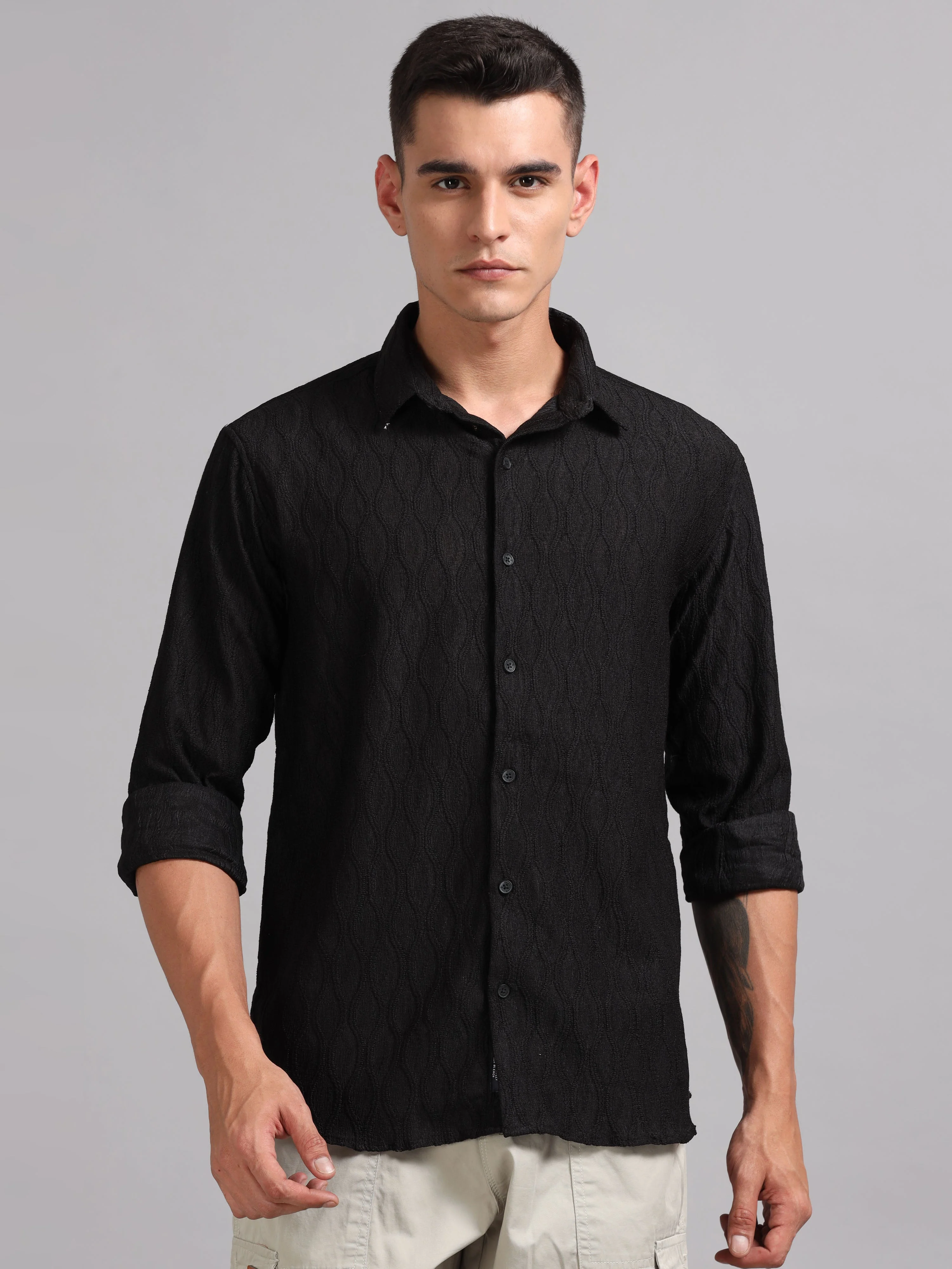 Men Texwave Black Shirt - Image 5