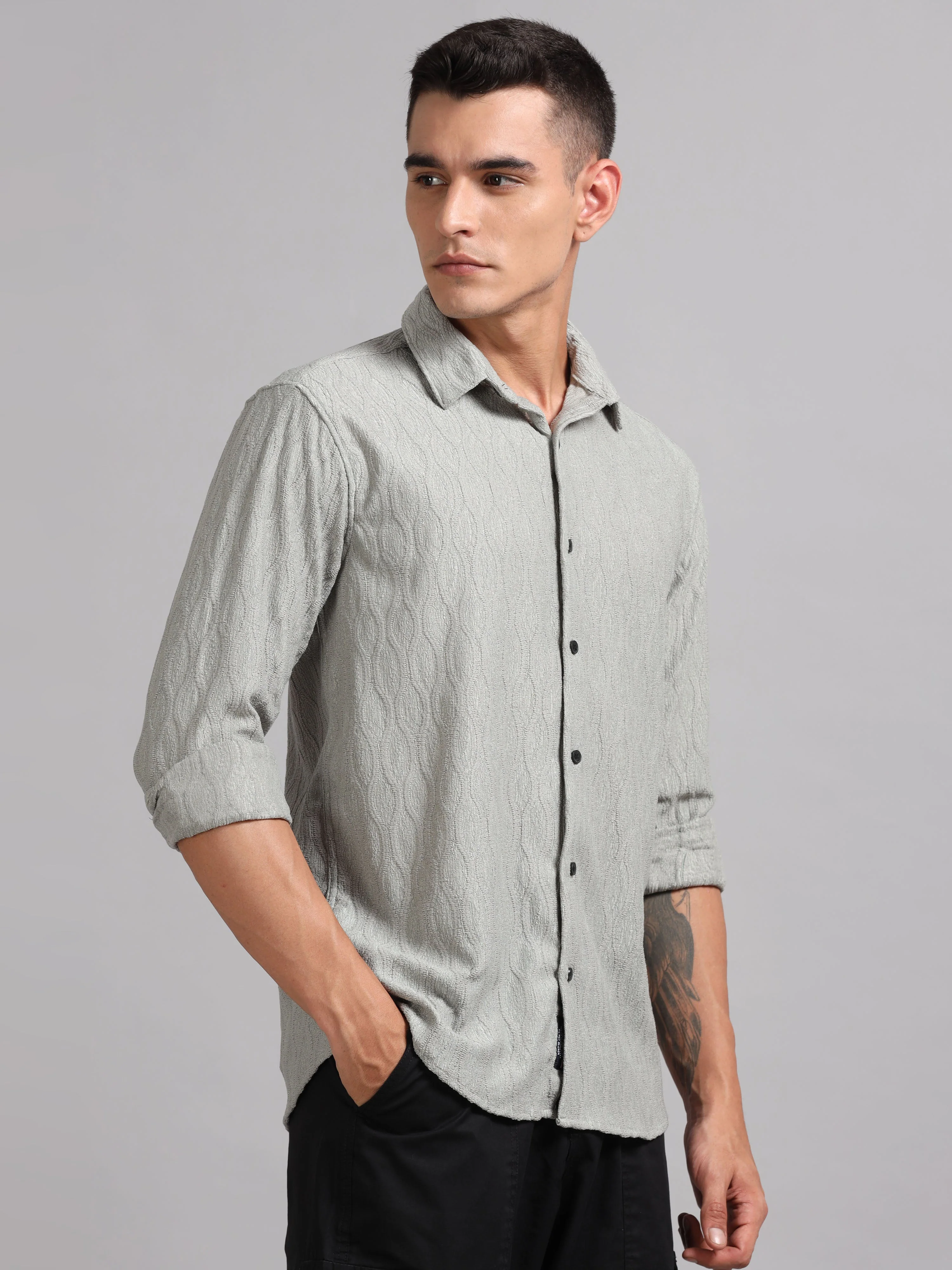 Men Texwave Grey Shirt - Image 3