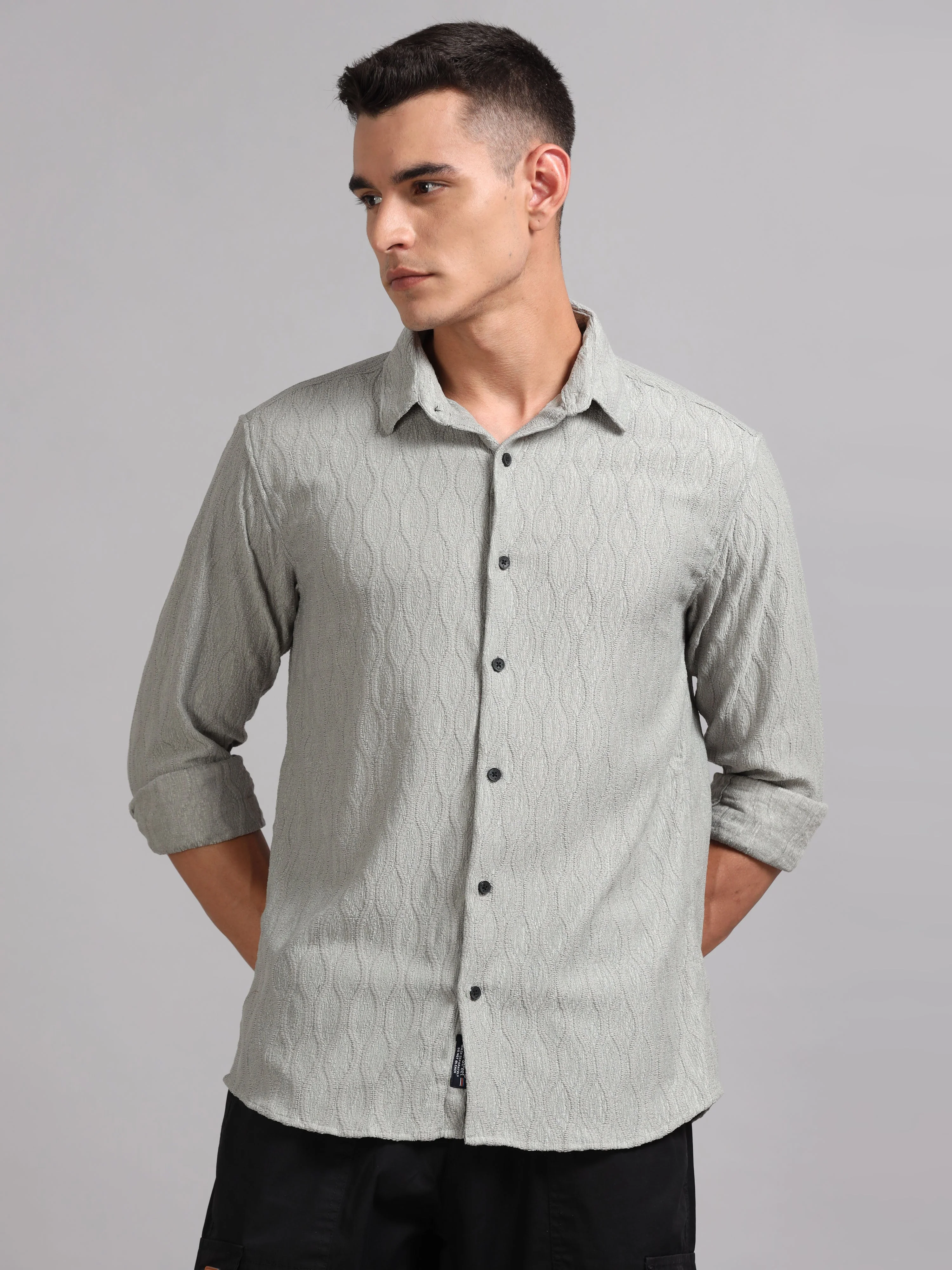 Men Texwave Grey Shirt - Image 5