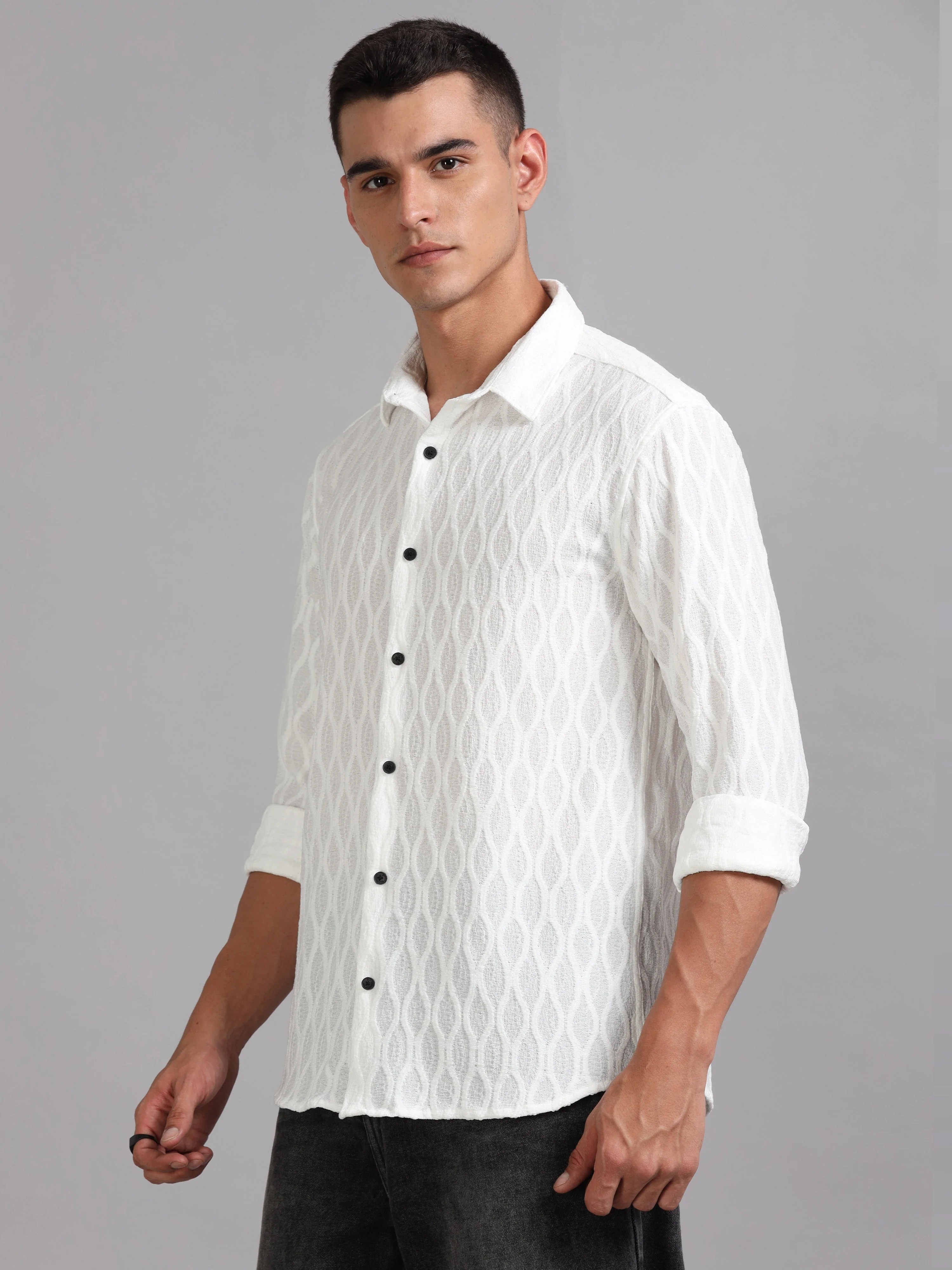 Men Texwave White Shirt - Image 3