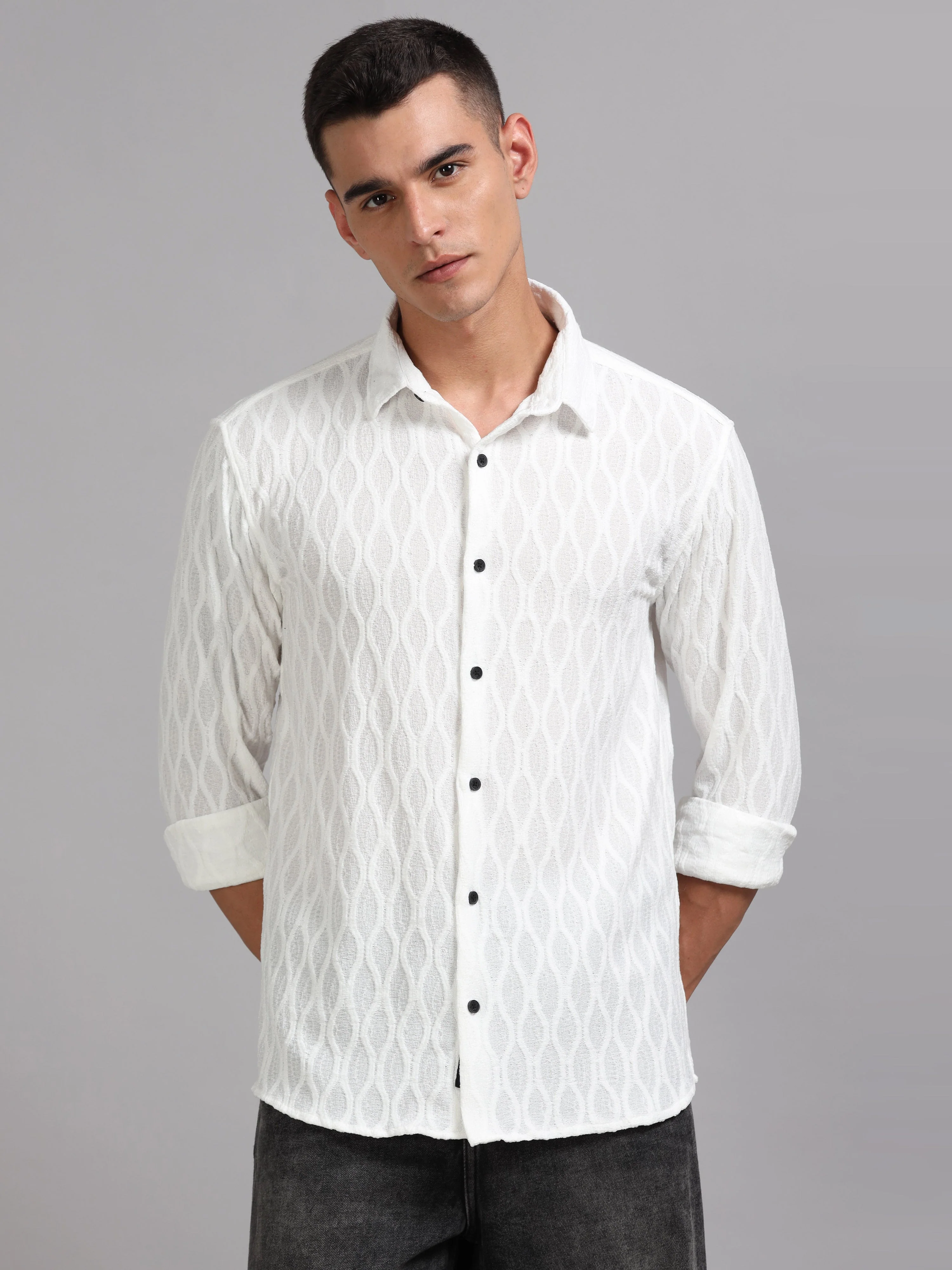 Men Texwave White Shirt - Image 5