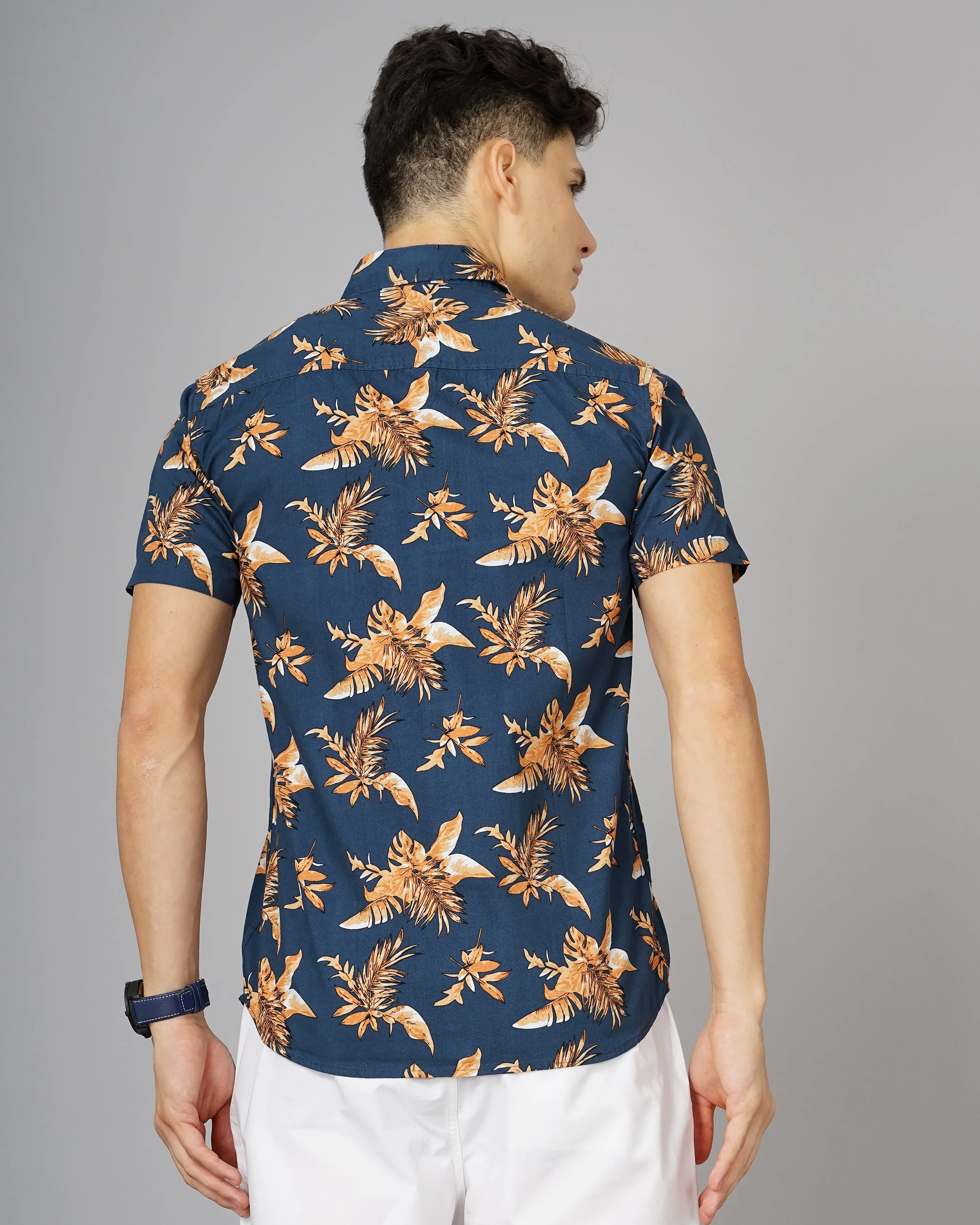Men Tidy Blue Floral Shirt - Image 2
