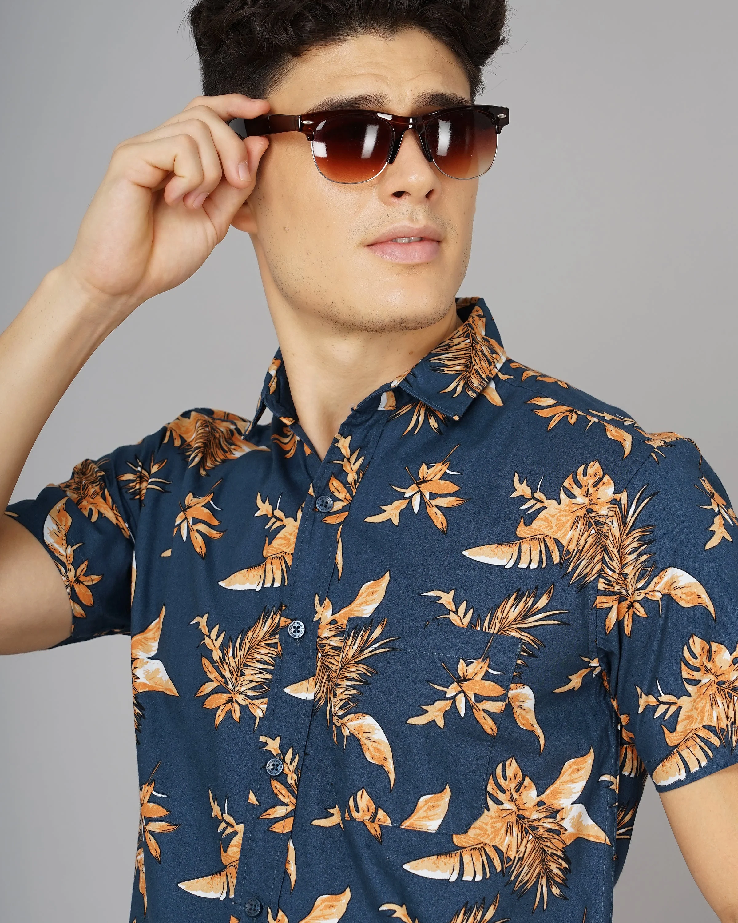 Men Tidy Blue Floral Shirt - Image 5