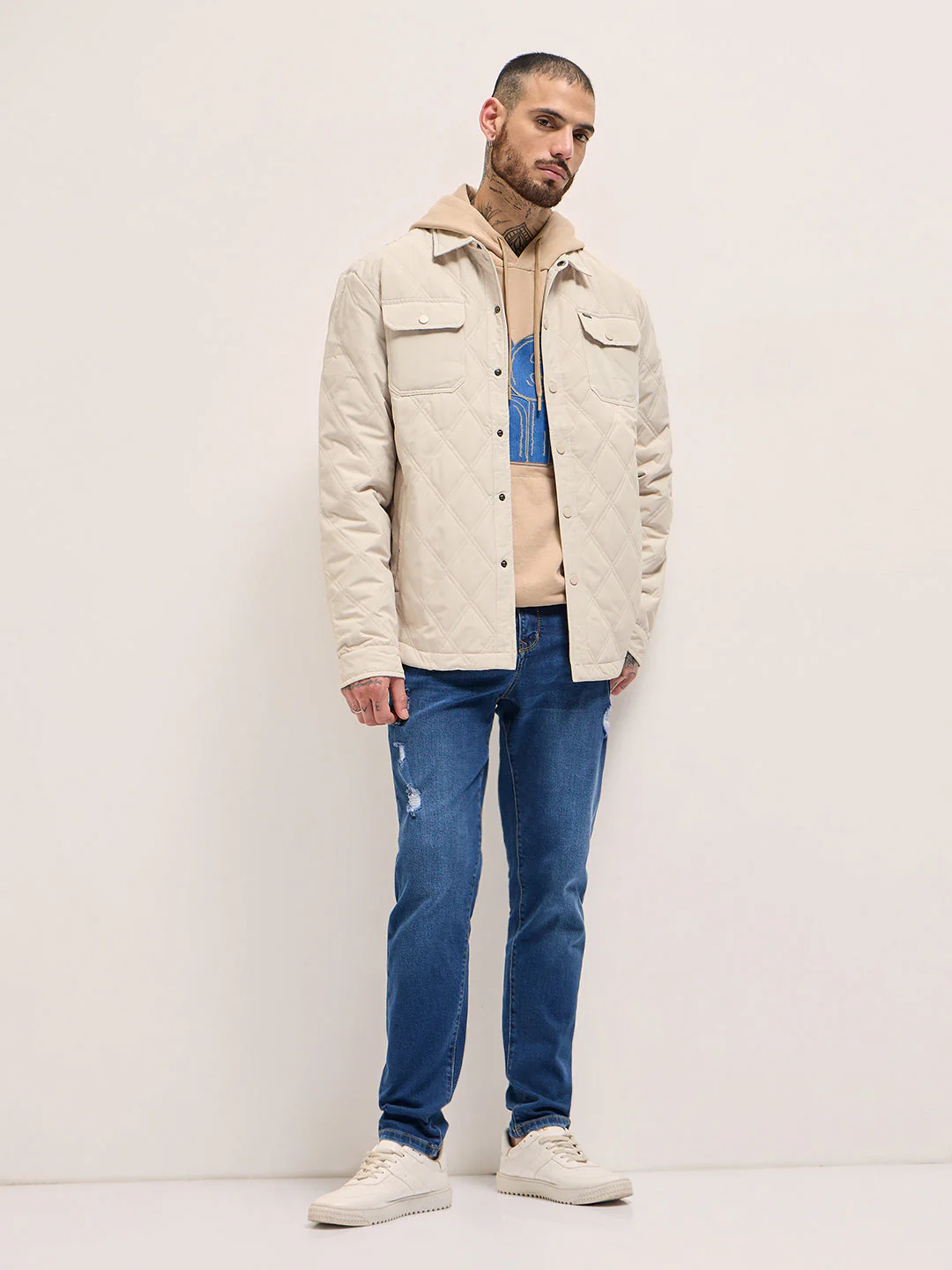 Men Timeless Cream Jacket - Image 4