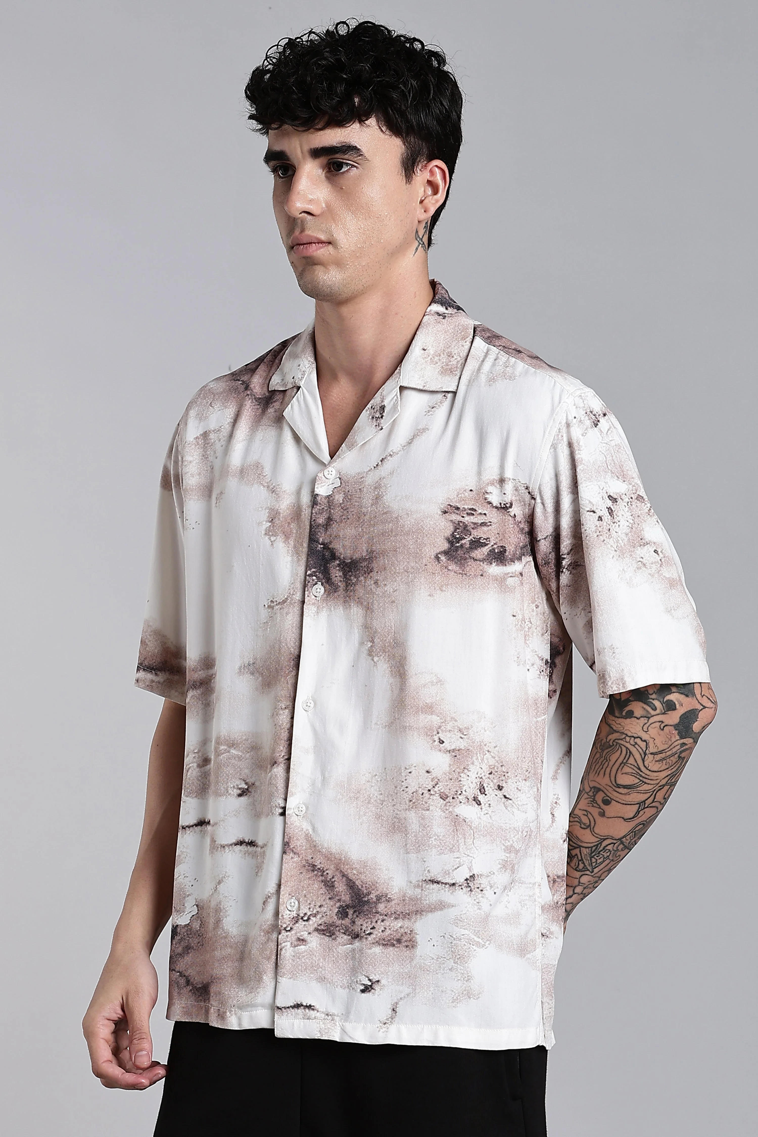 Men Tintor Beige Printed Shirt - Image 5