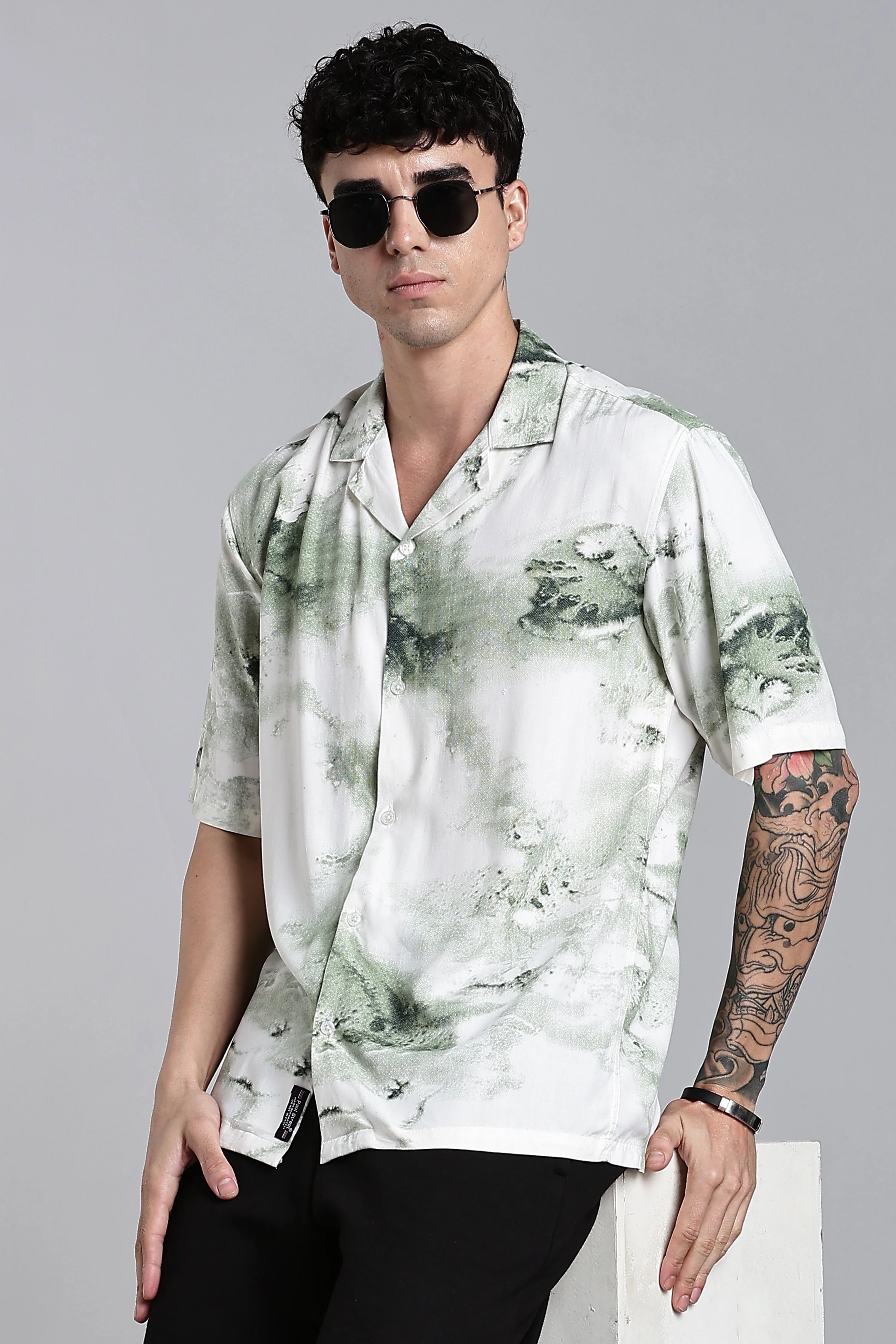 Men Tintor Green Printed Shirt - Image 3