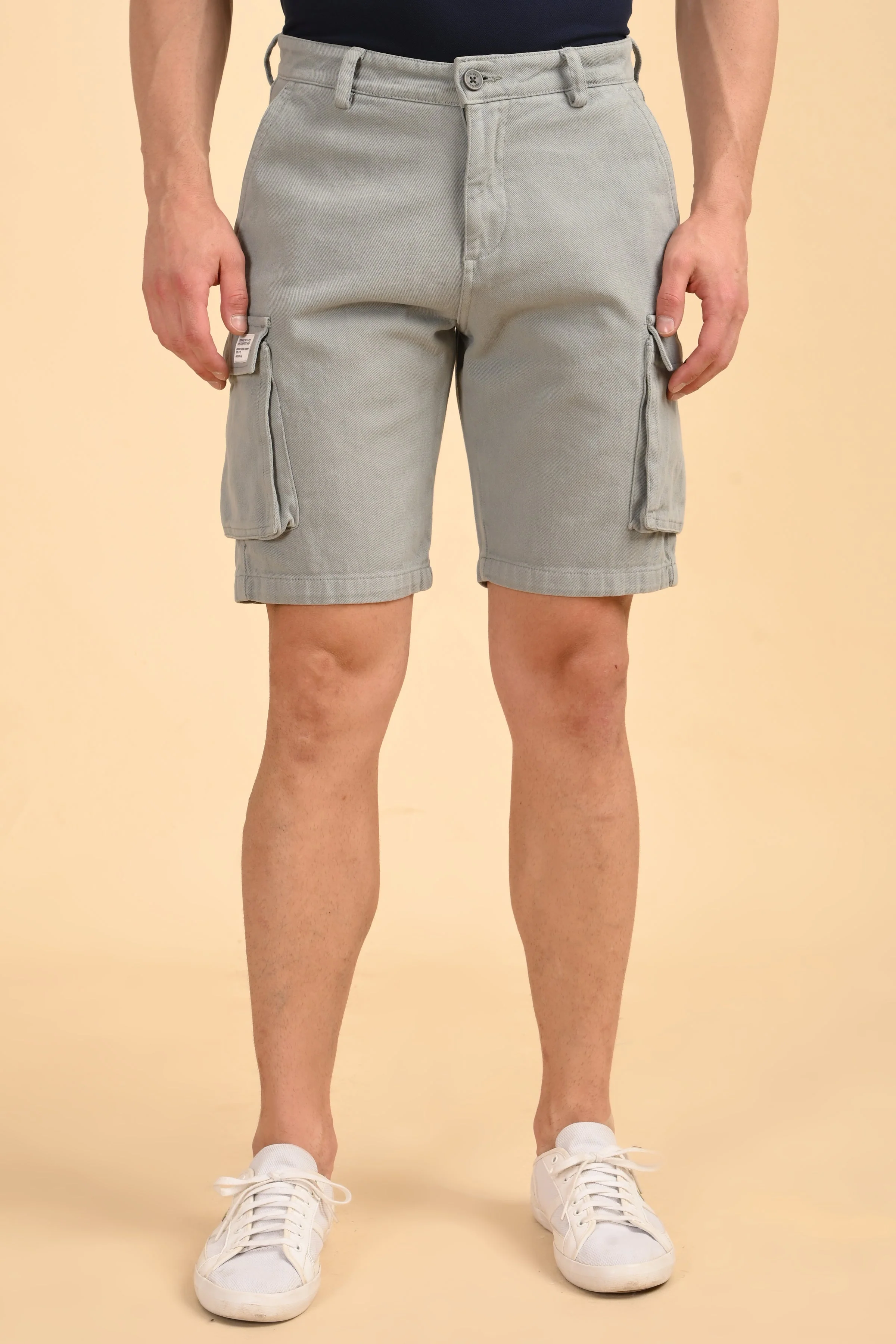 Men Tiptur Cotton Cargo Shorts Lt Grey - Image 2
