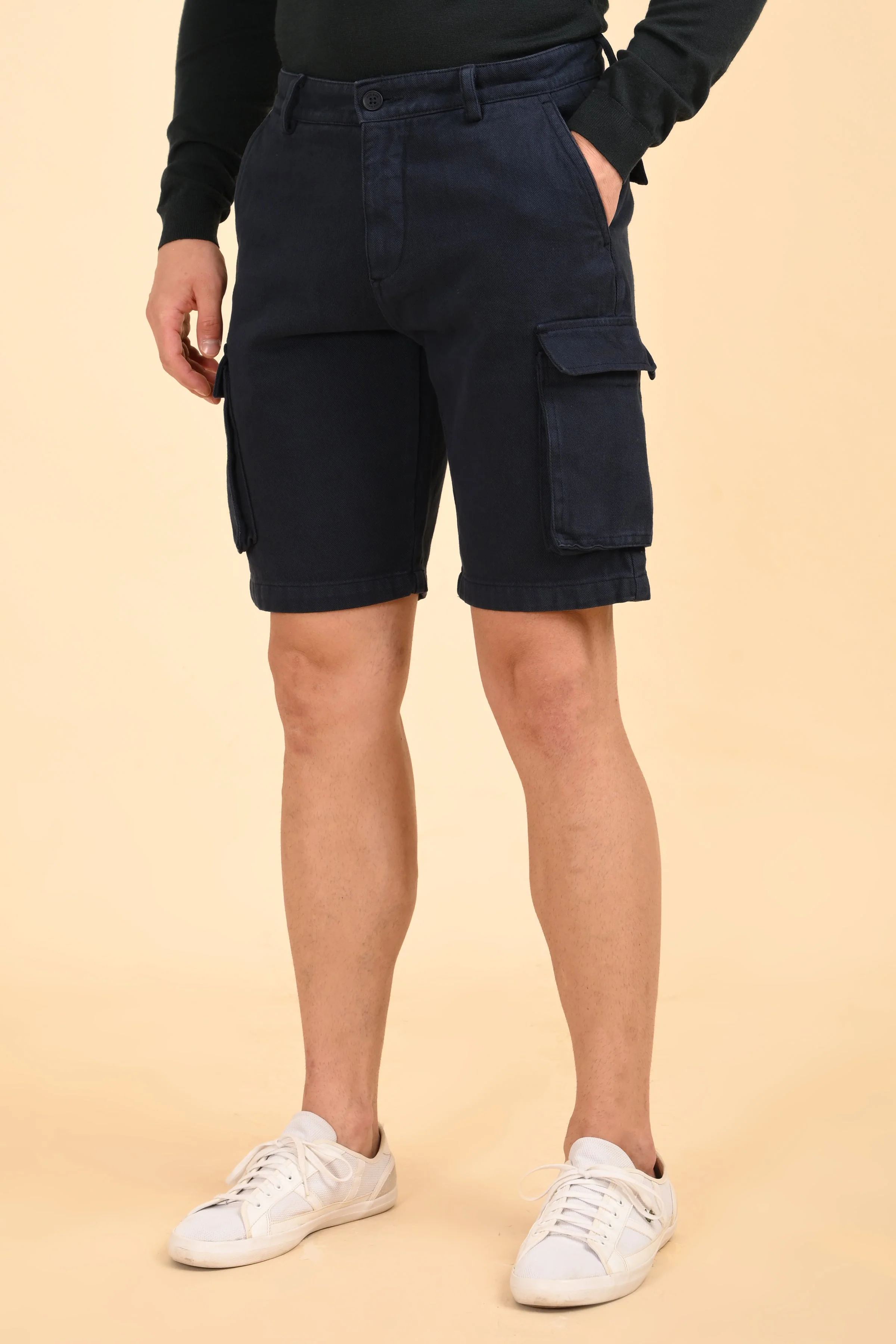Men Tiptur Cotton Cargo Shorts Navy - Image 2