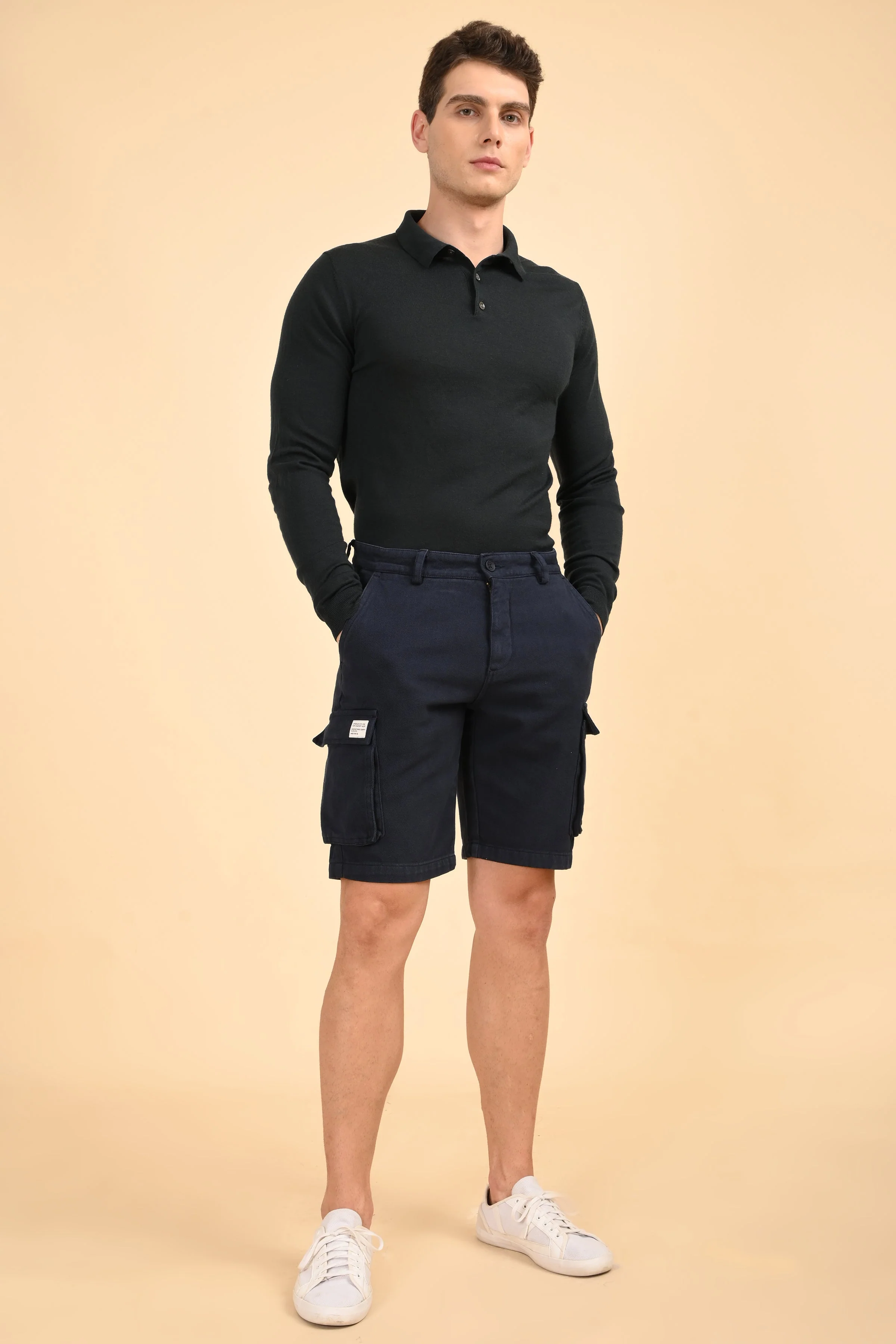 Men Tiptur Cotton Cargo Shorts Navy - Image 4