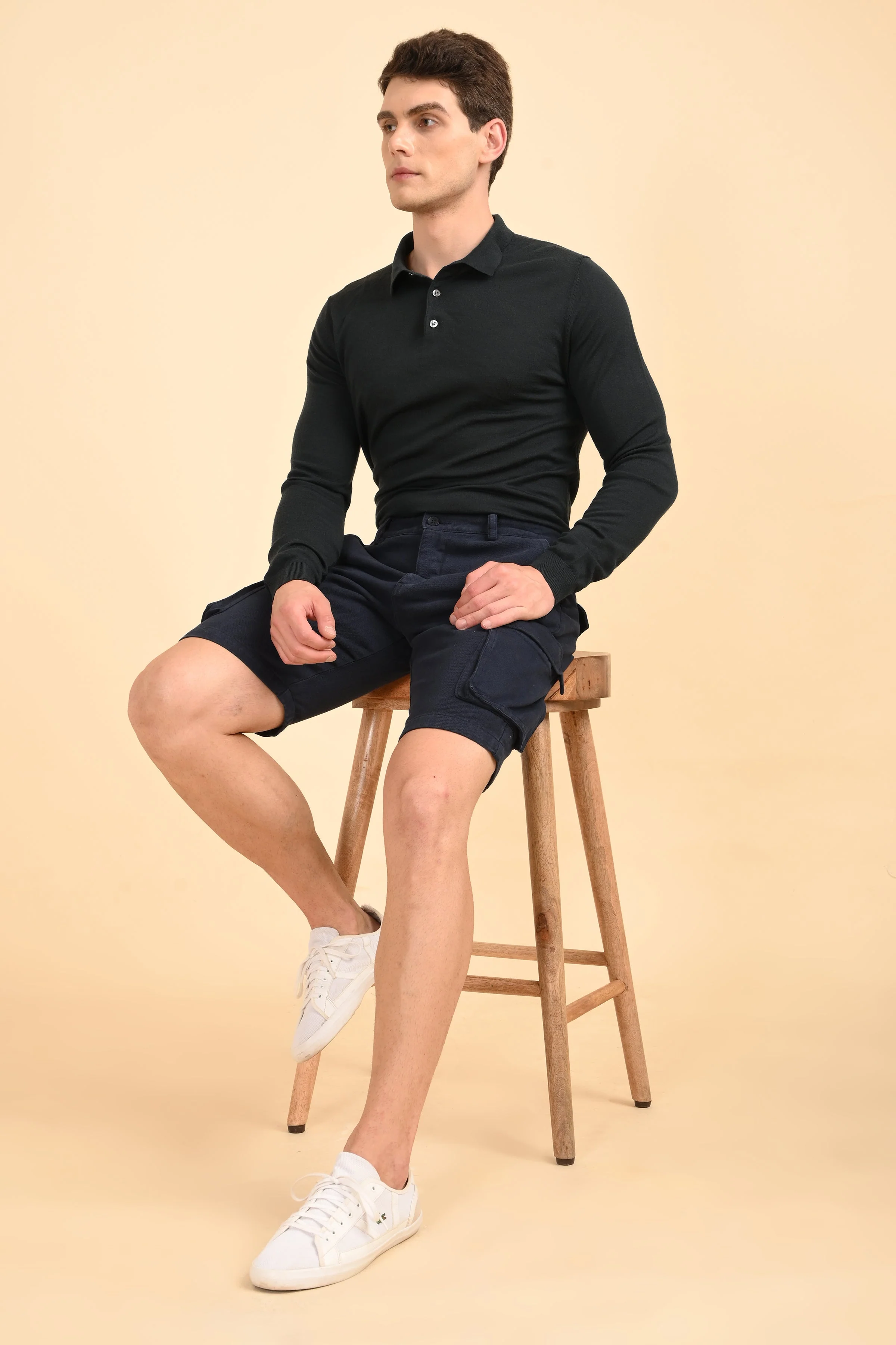 Men Tiptur Cotton Cargo Shorts Navy - Image 5
