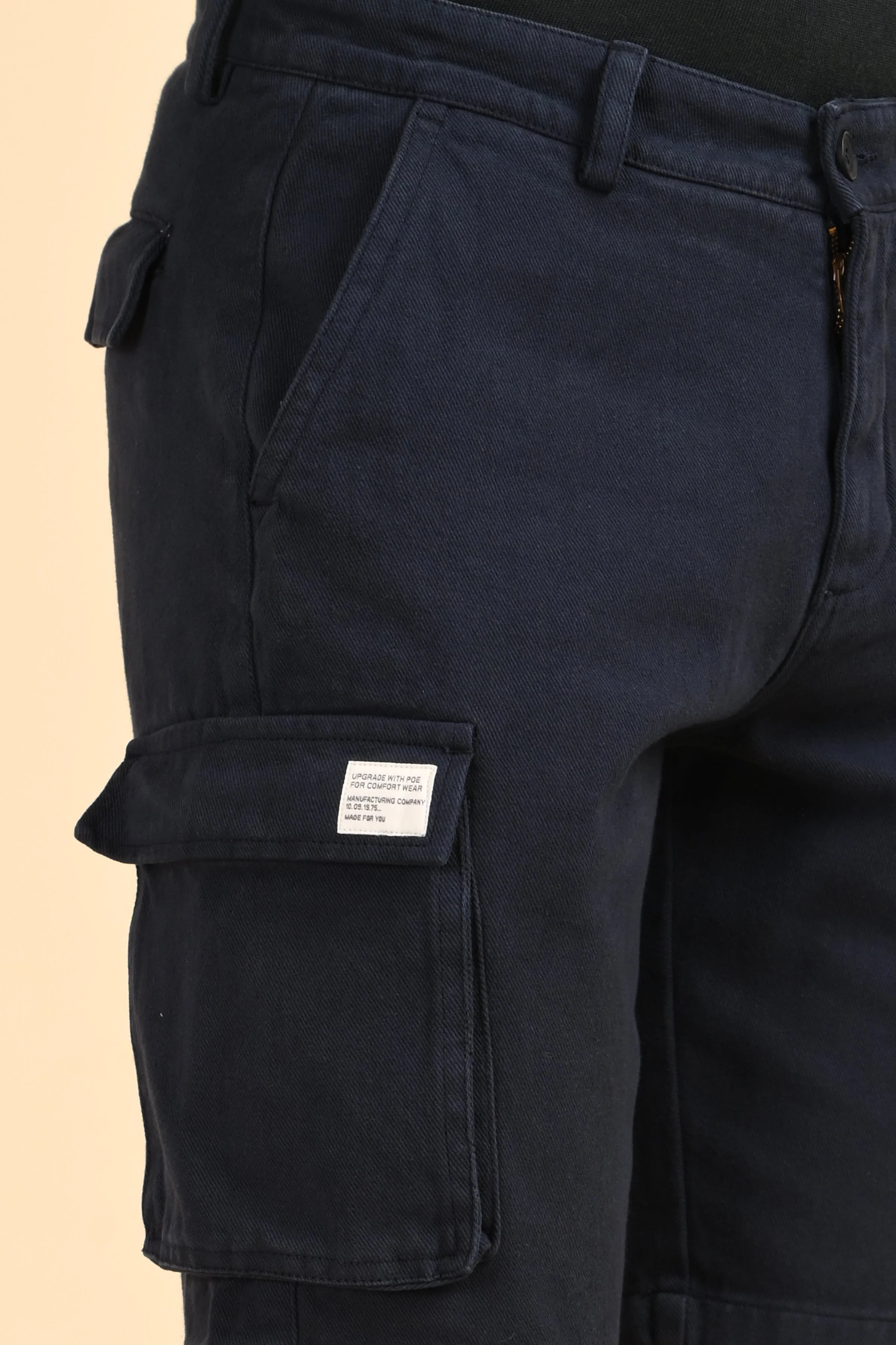 Men Tiptur Cotton Cargo Shorts Navy - Image 6