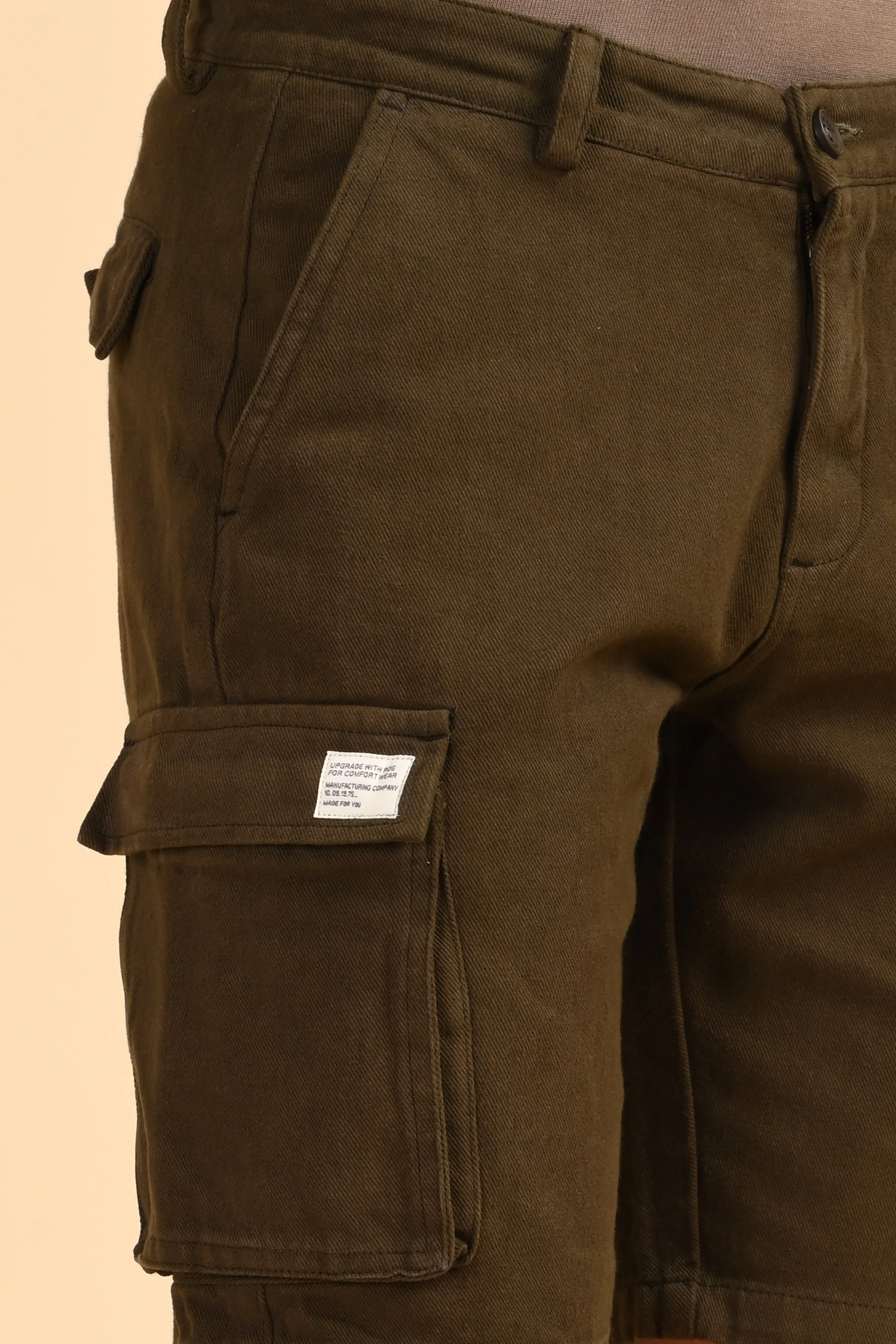 Men Tiptur Cotton Cargo Shorts Olive - Image 7