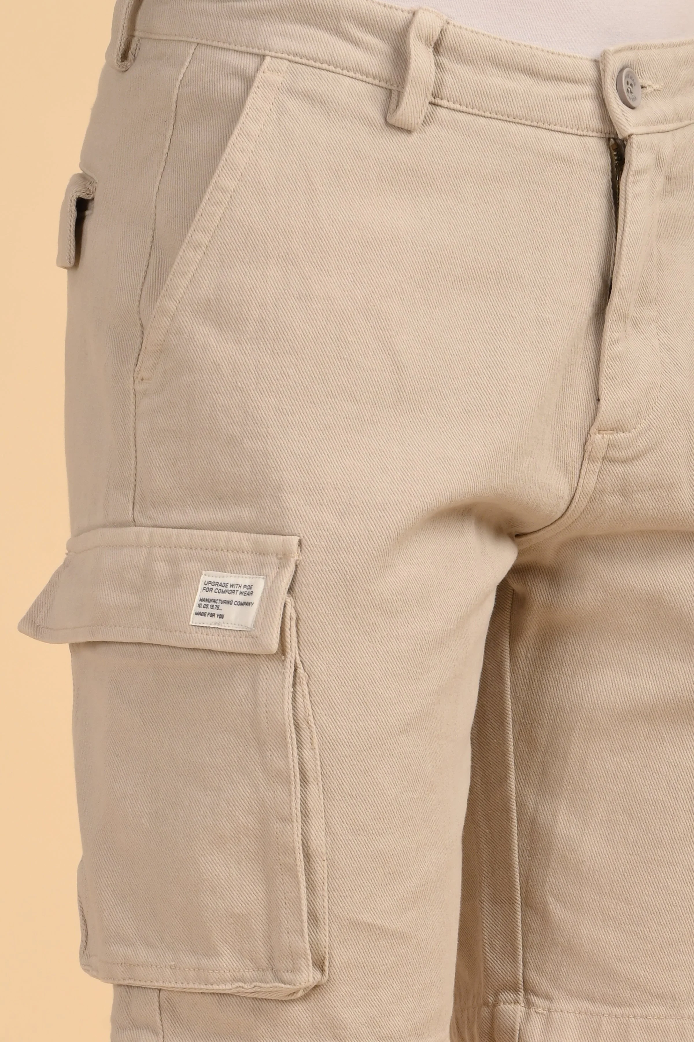Men Tiptur Cotton Cargo Shorts Stone - Image 5