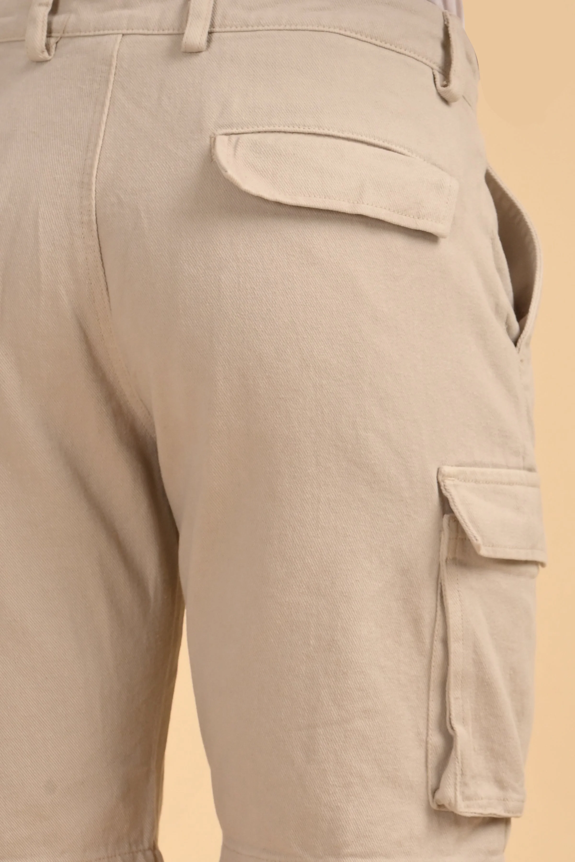 Men Tiptur Cotton Cargo Shorts Stone - Image 8