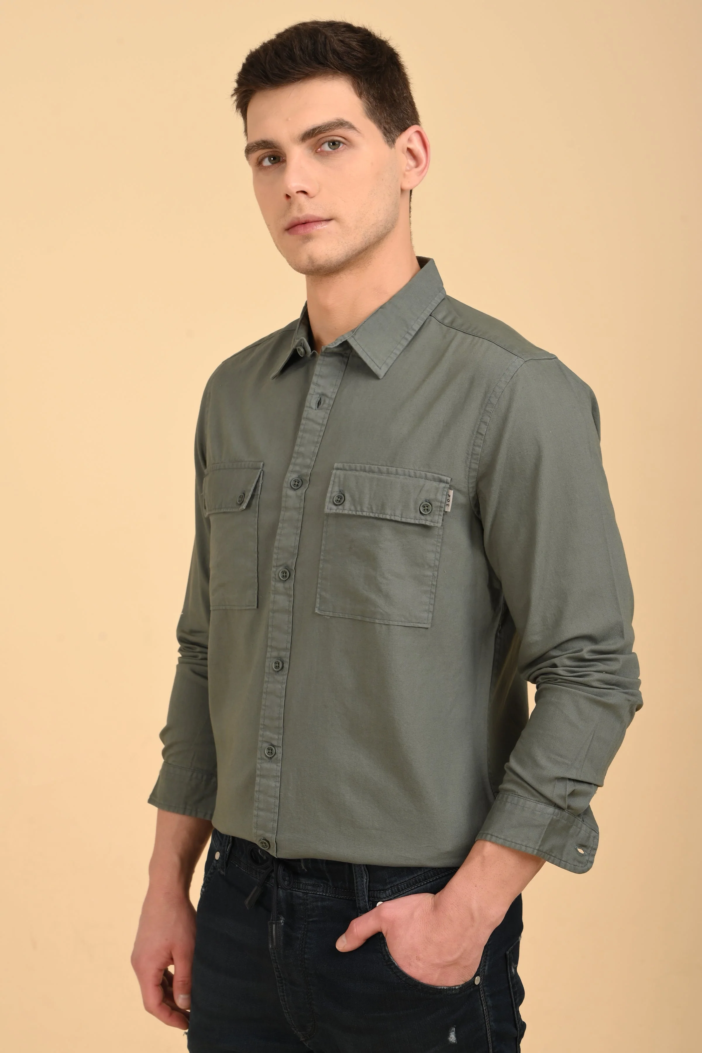 Men Trent Dyed Oxford Shirt Green - Image 2