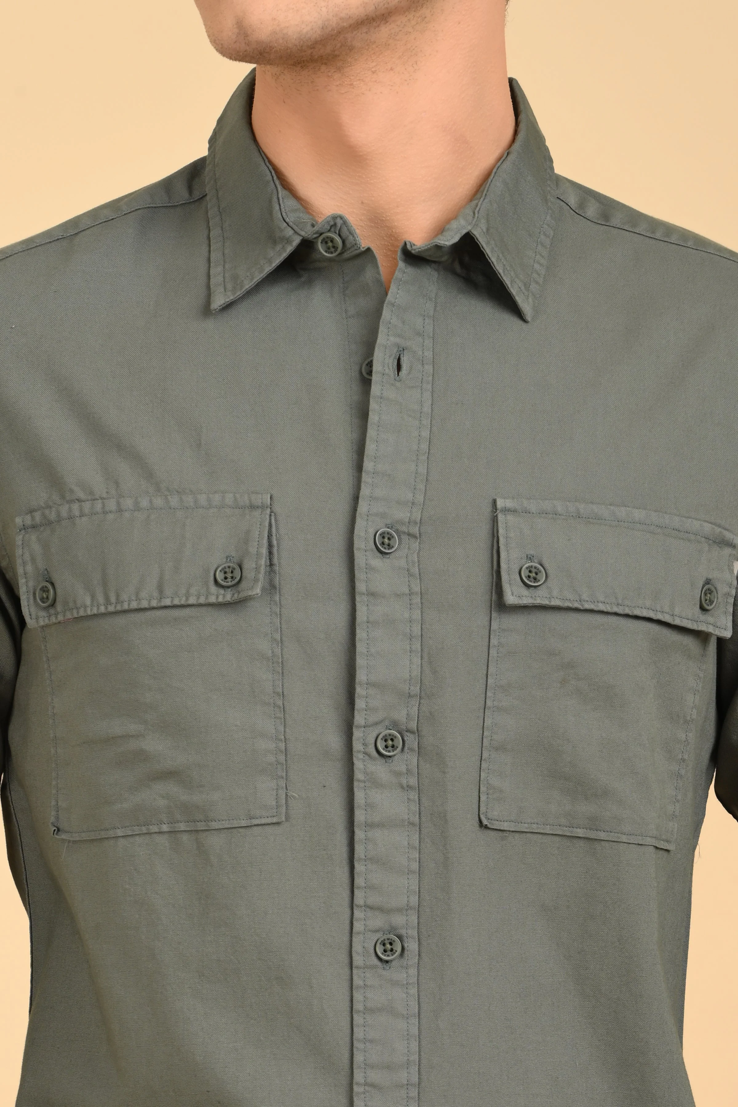 Men Trent Dyed Oxford Shirt Green - Image 6