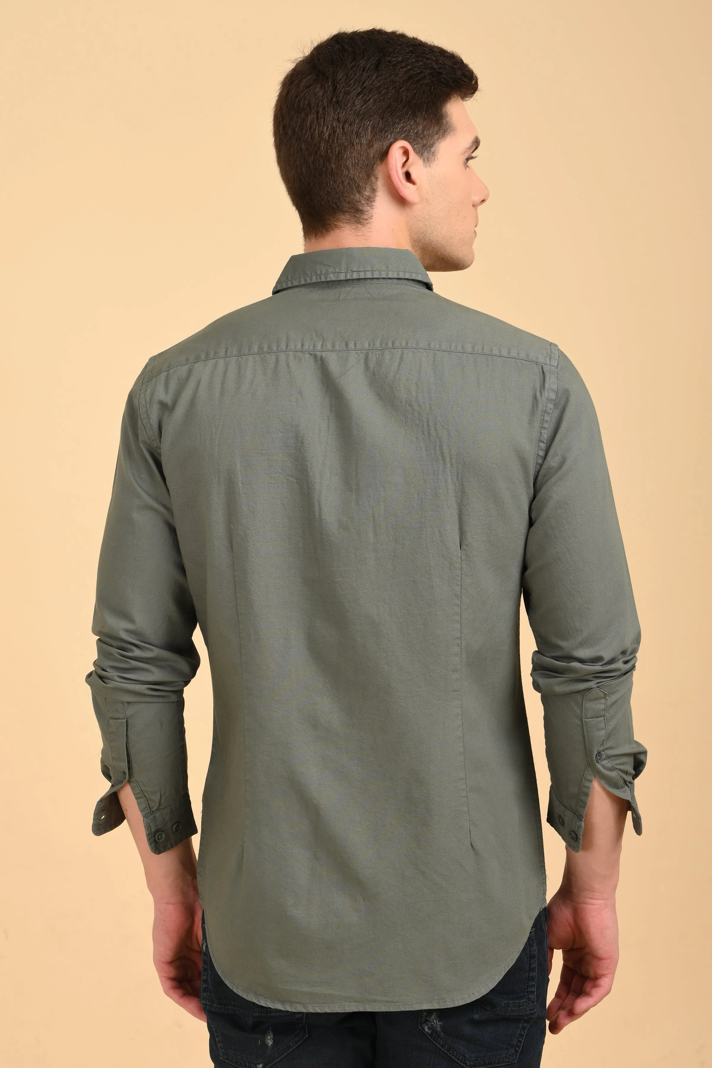 Men Trent Dyed Oxford Shirt Green - Image 7