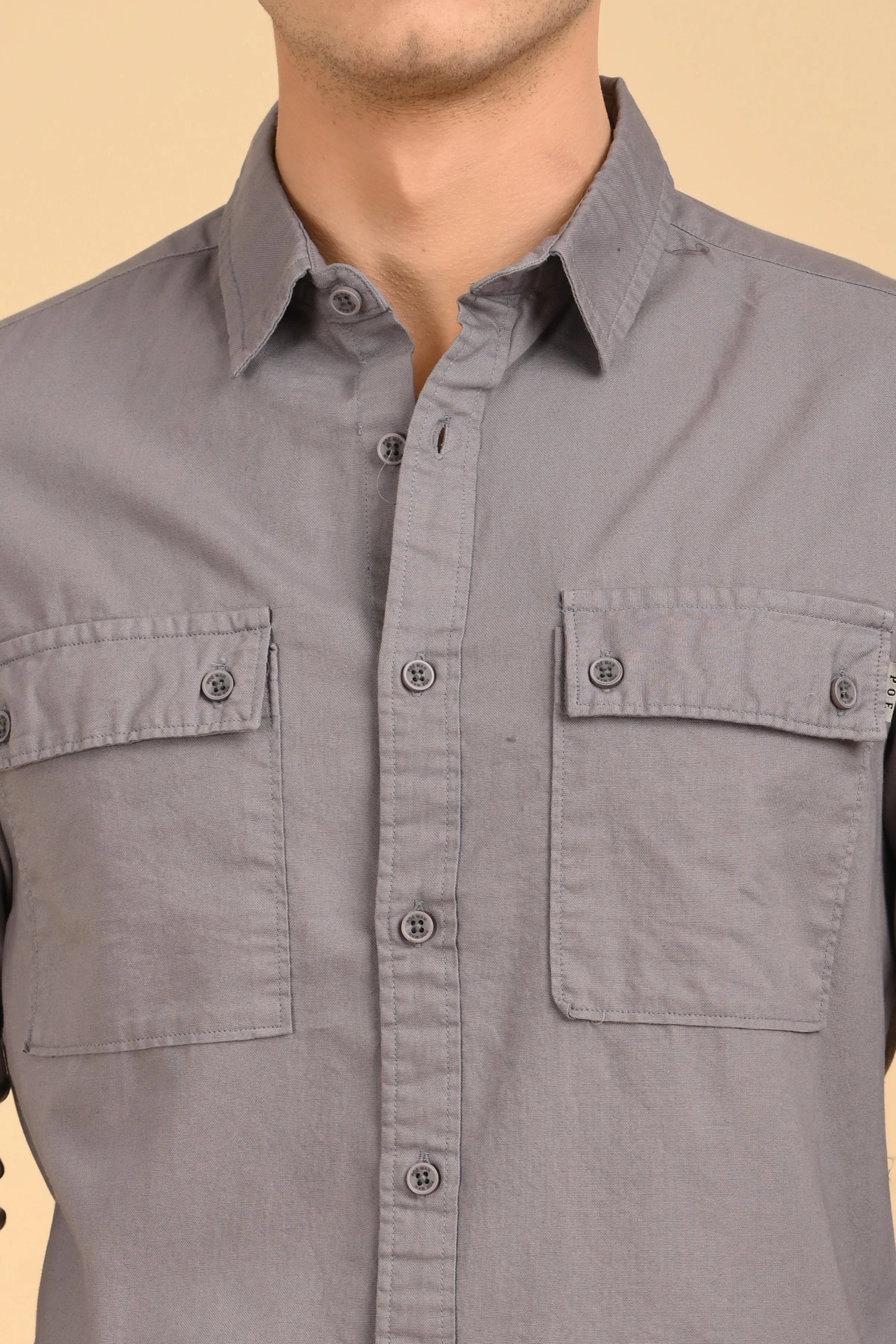 Men Trent Dyed Oxford Shirt Grey - Image 6
