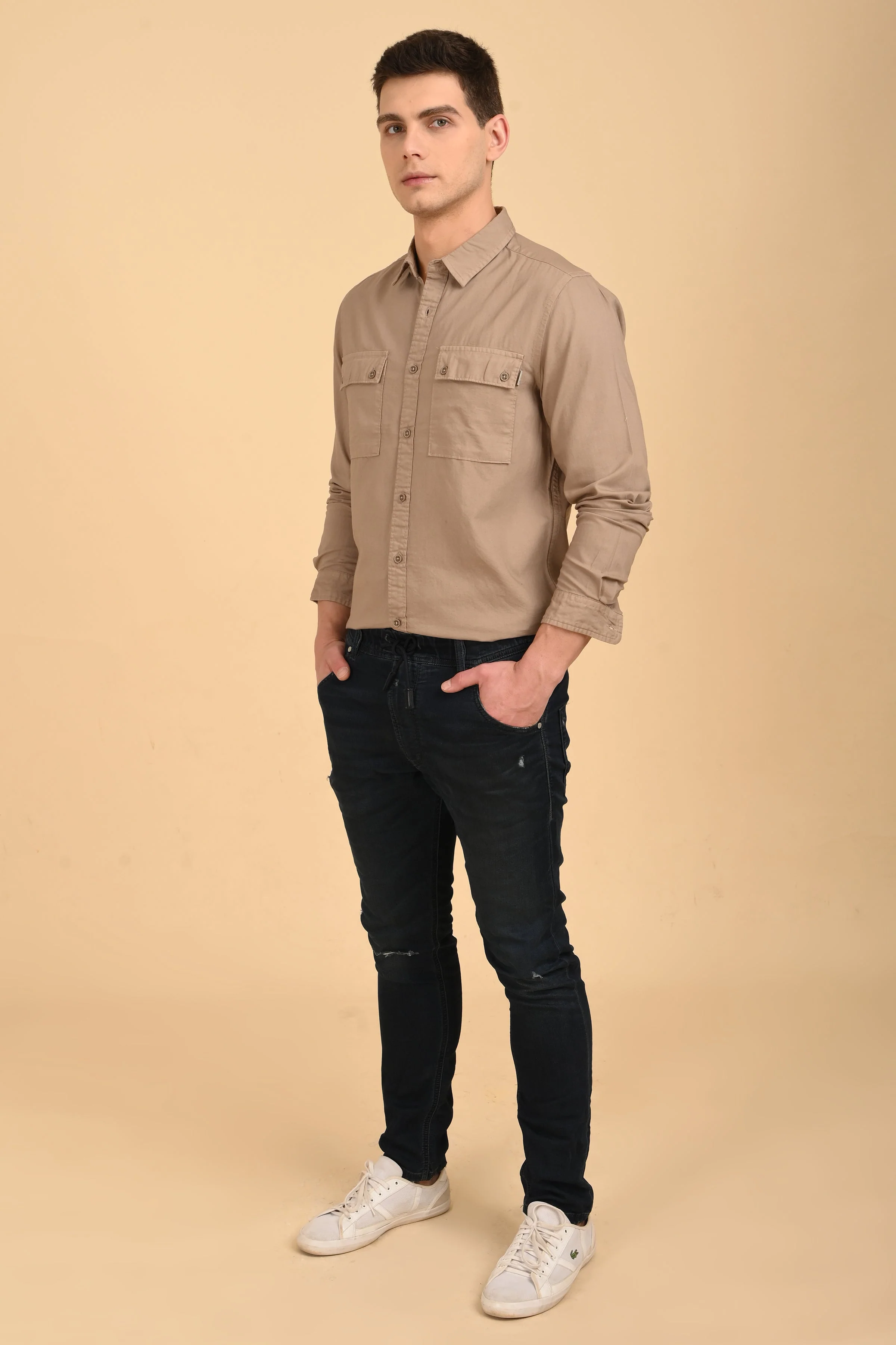 Men Trent Dyed Oxford Shirt Khaki - Image 5