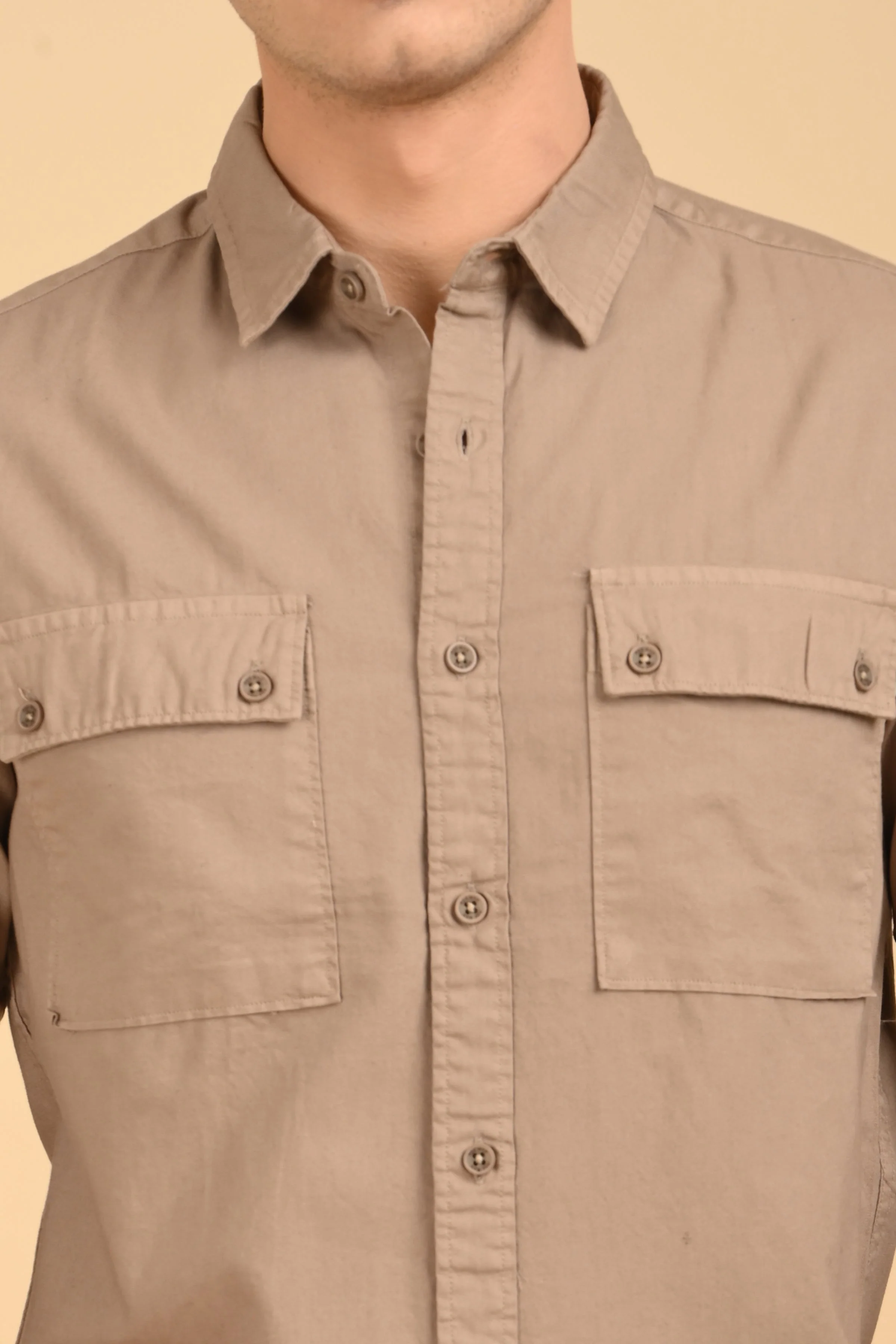 Men Trent Dyed Oxford Shirt Khaki - Image 6