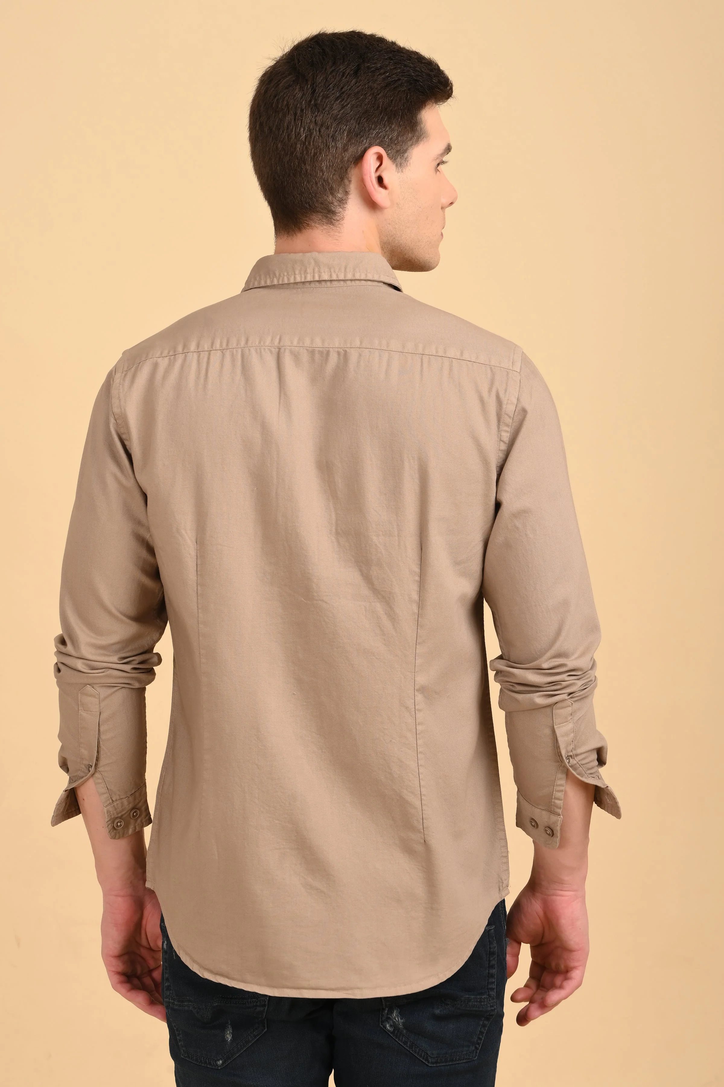 Men Trent Dyed Oxford Shirt Khaki - Image 7