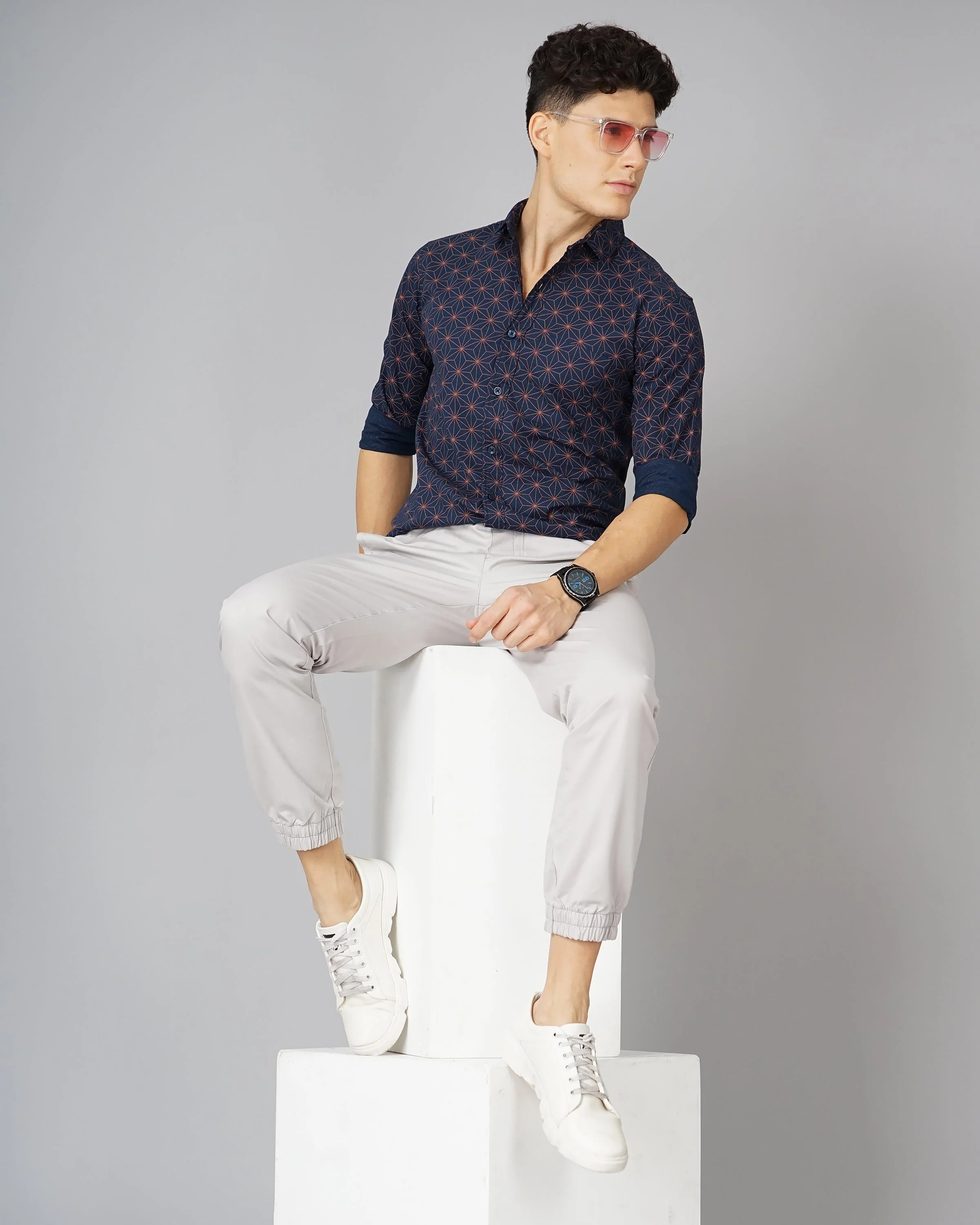 Men Tribal Green Printed Shirt - Image 6