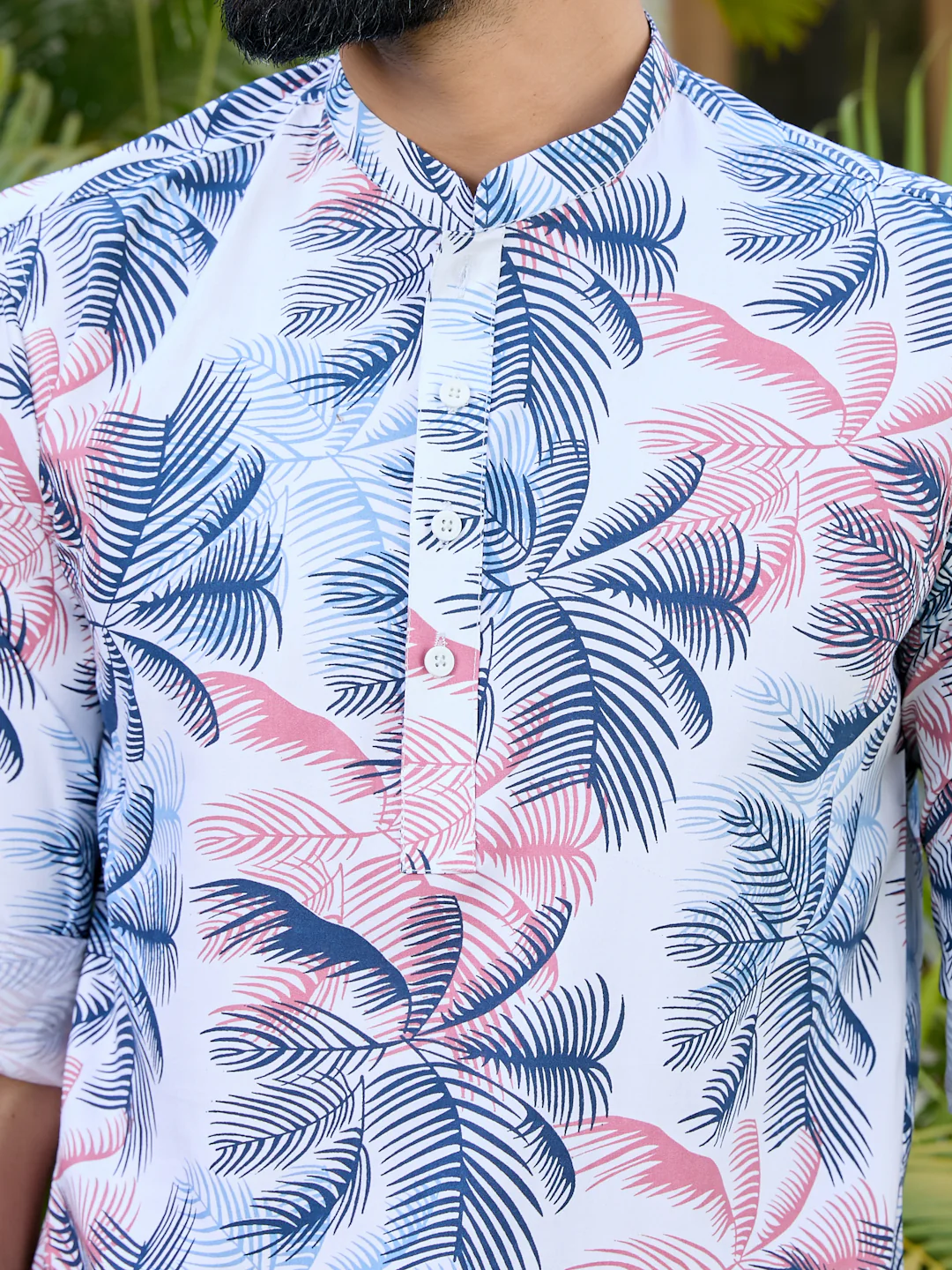 Men Tropical Rayon Short Kurta - Image 2