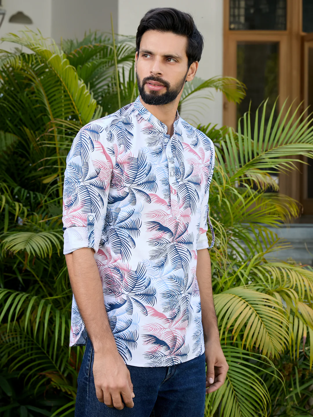 Men Tropical Rayon Short Kurta - Image 3